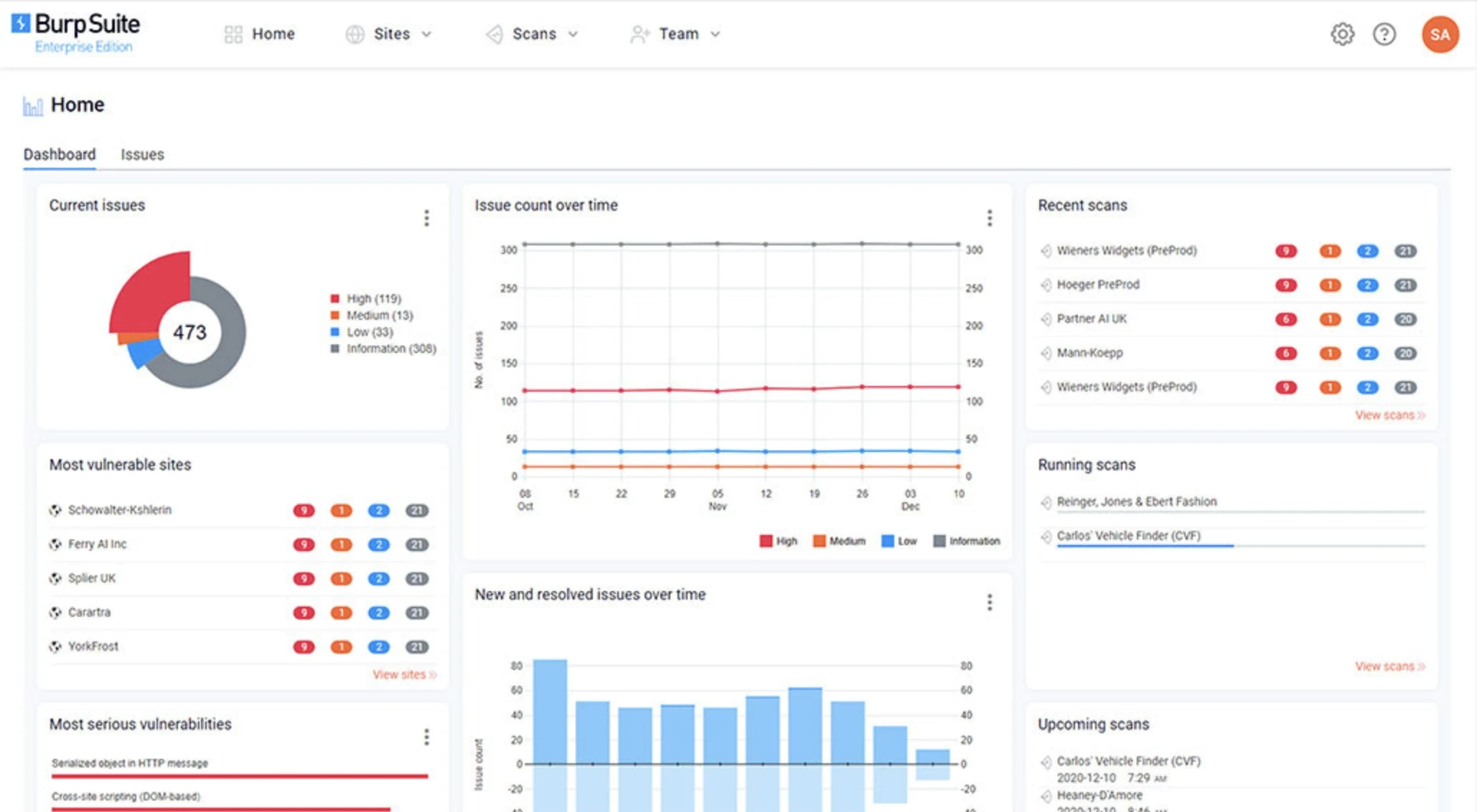 Burp Suite Dashboard