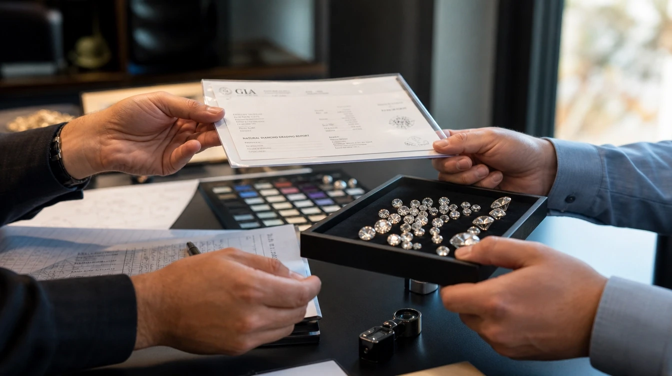 Jewelry consultation at a showroom table