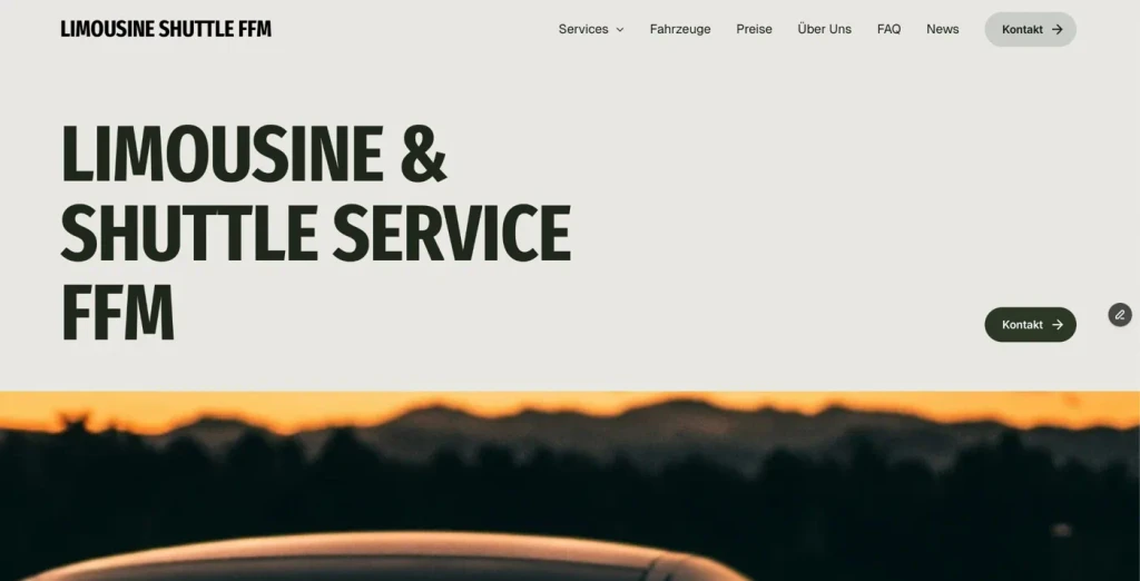 Neue Startseite von Limousine & Shuttle Service Frankfurt nach dem Relaunch