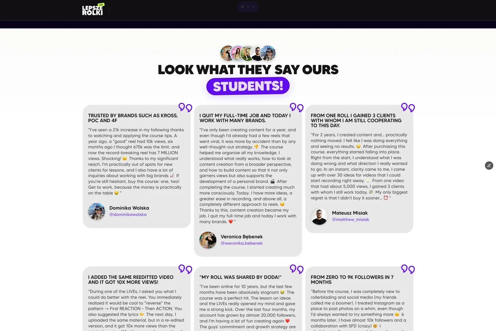 Lepsze Rolki customer testimonials