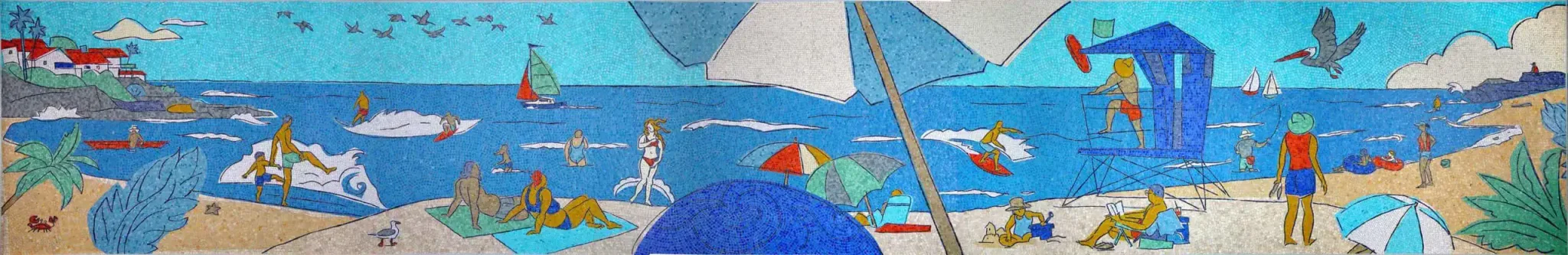 Vibrant San Diego Airport mosaic mural celebrating the Pacific Ocean.