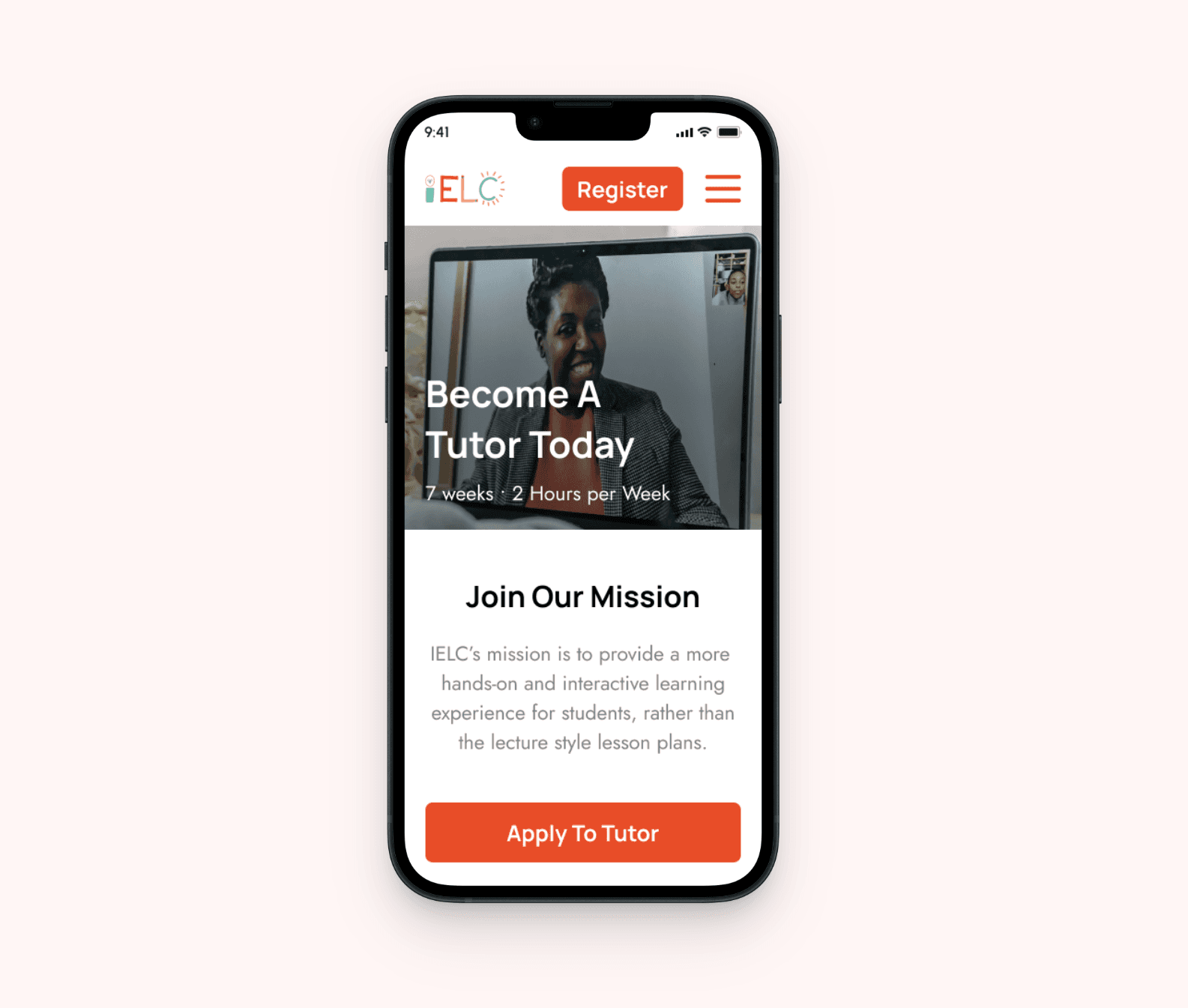 Mobile homepage mockup