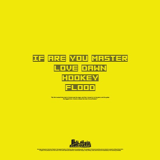 Yellow album cover with black text and a small logo at the bottom.