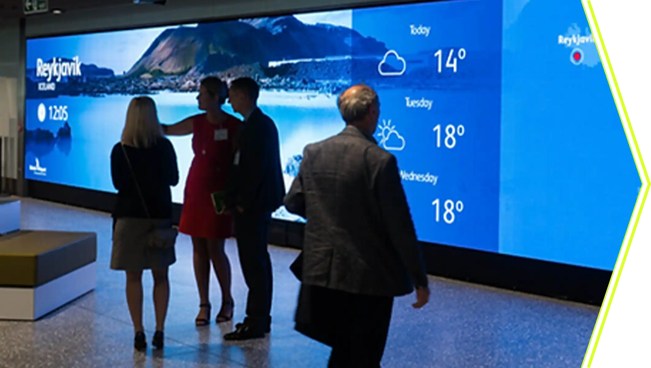 Large digital information display in a public-facing environment