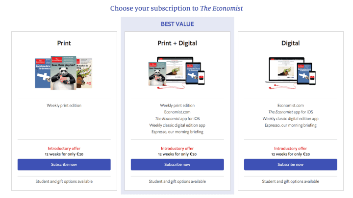 Spot the decoys: The Economist's Decoy Pricing model