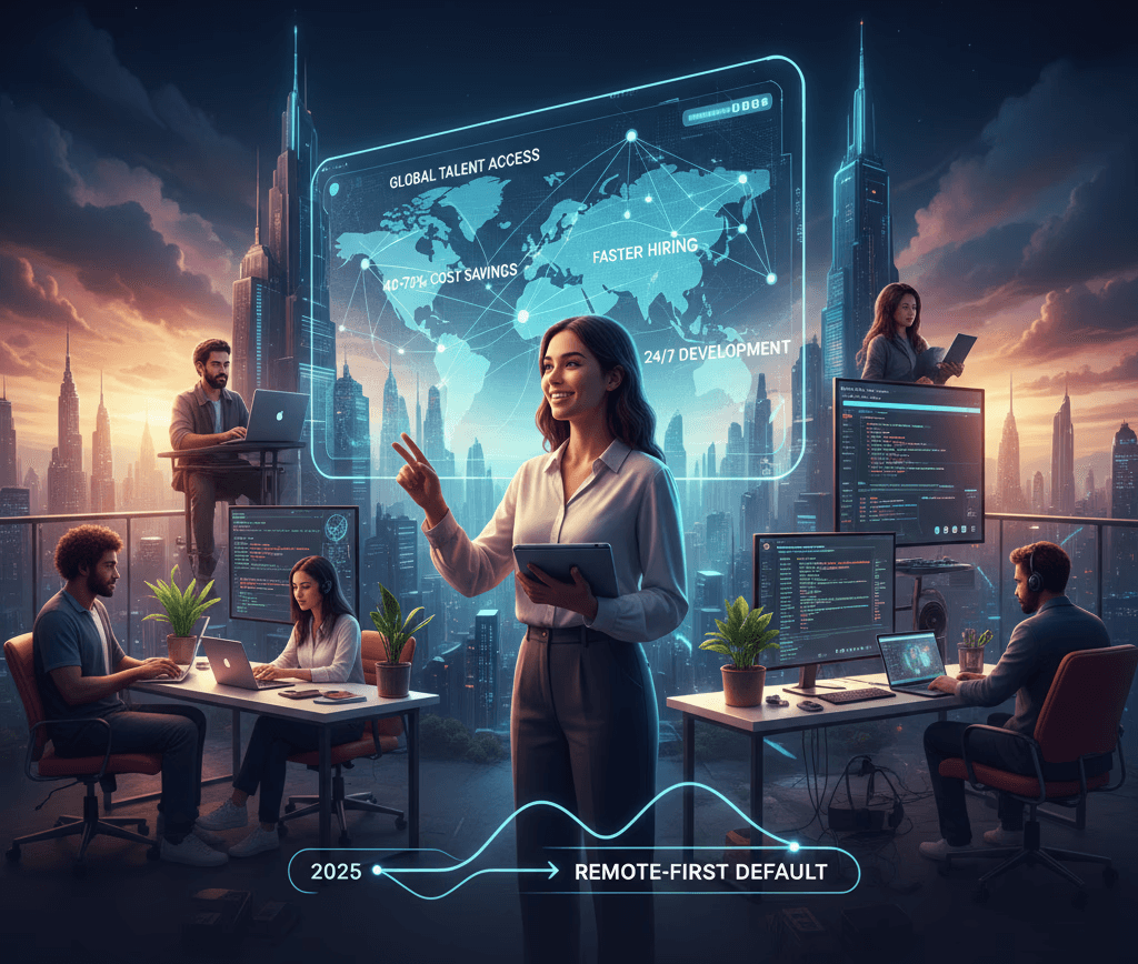 Remote-first default work model 2025 global team collaboration