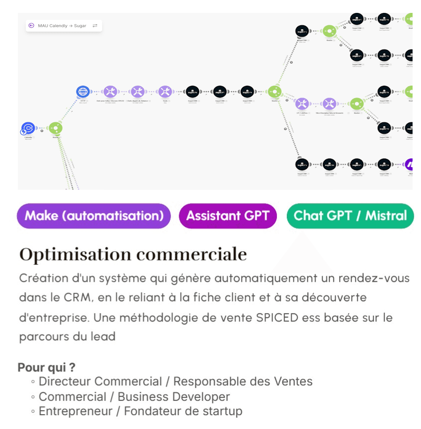 Exemple d’optimisation commerciale avec Make et assistant GPT pour qualifier les leads