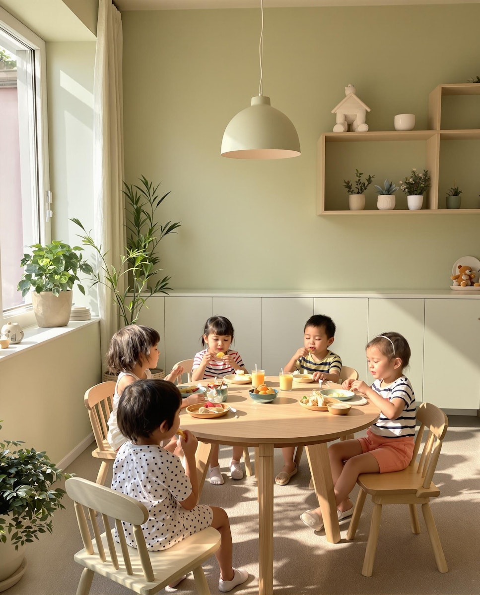 kids eating around table
