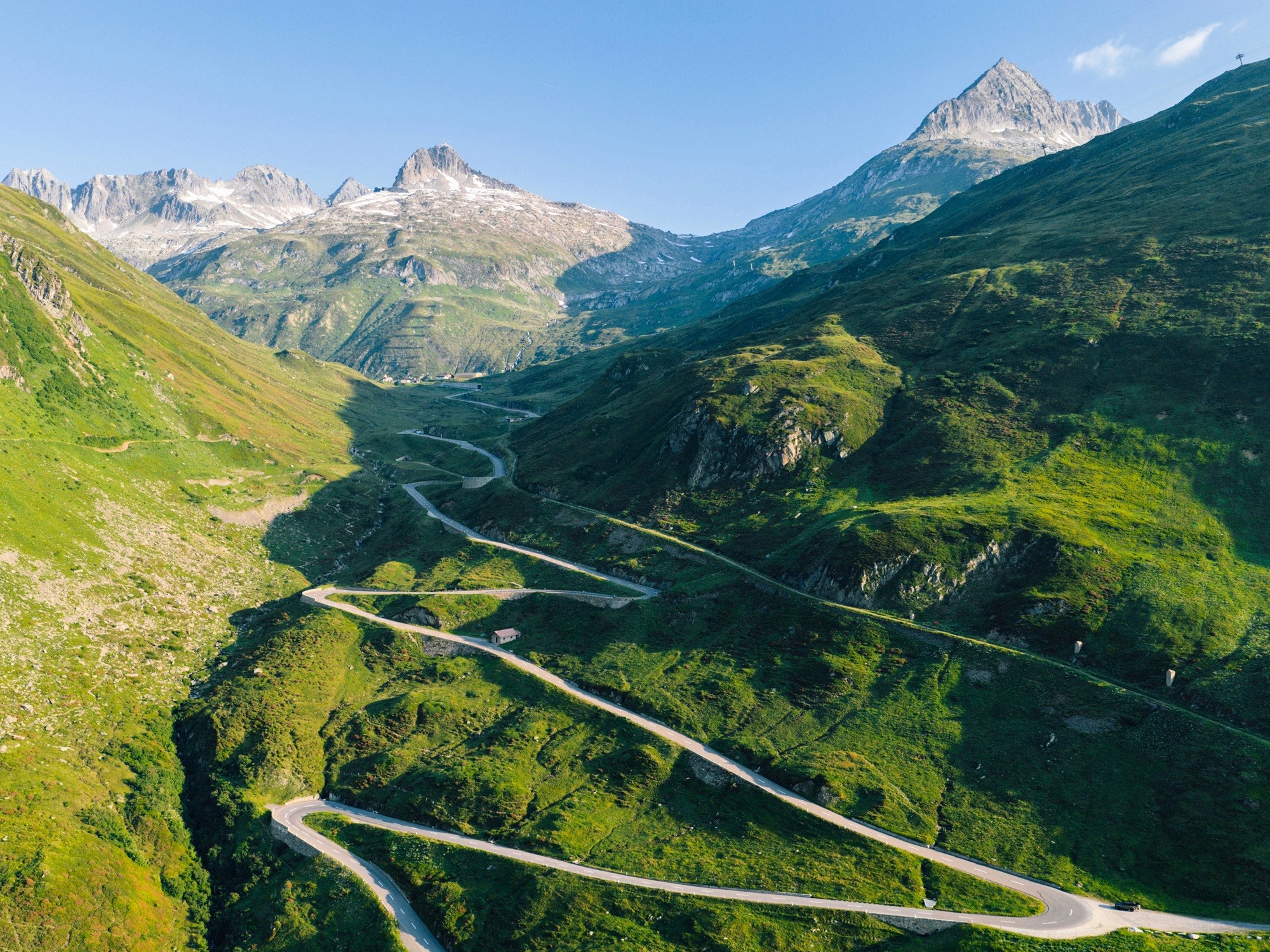 View of the Oberalp Pass in the Swiss Alps