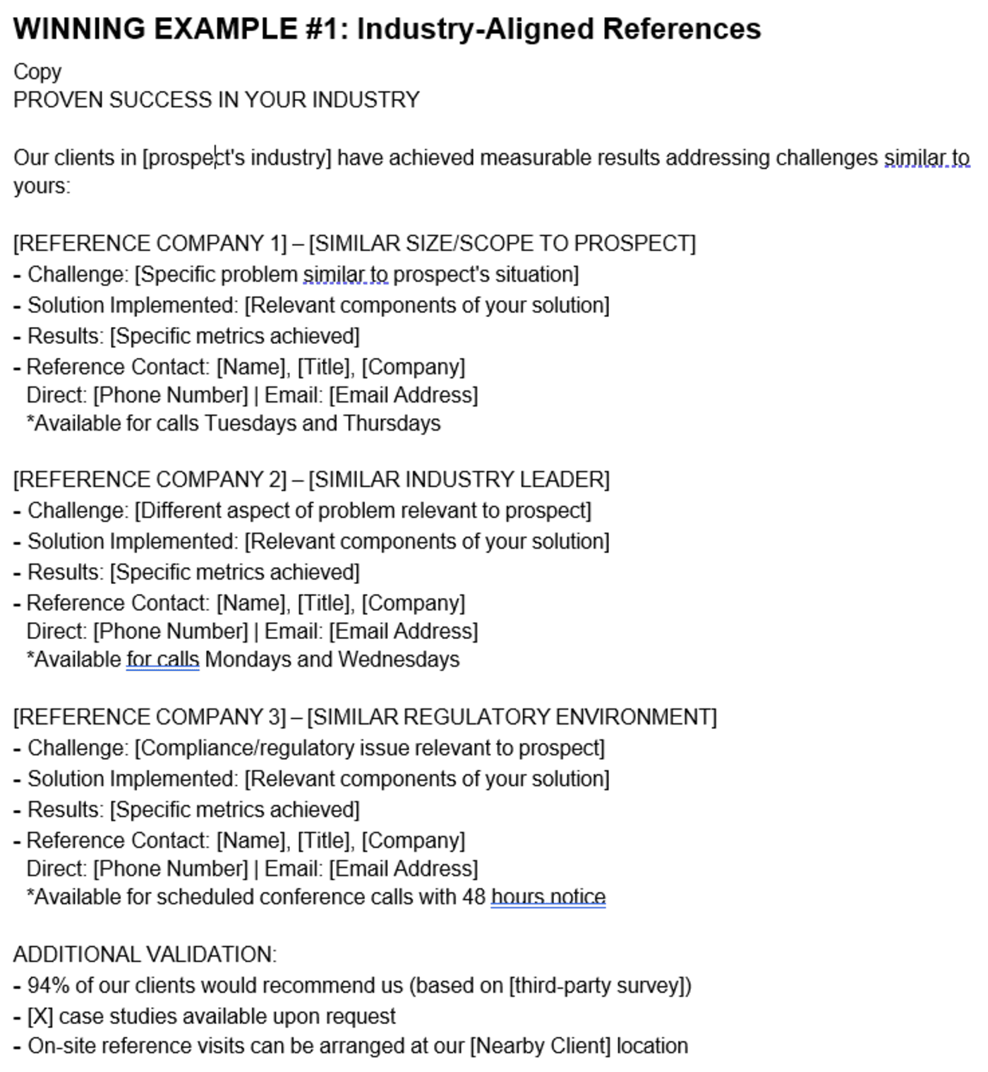 Industry aligned references