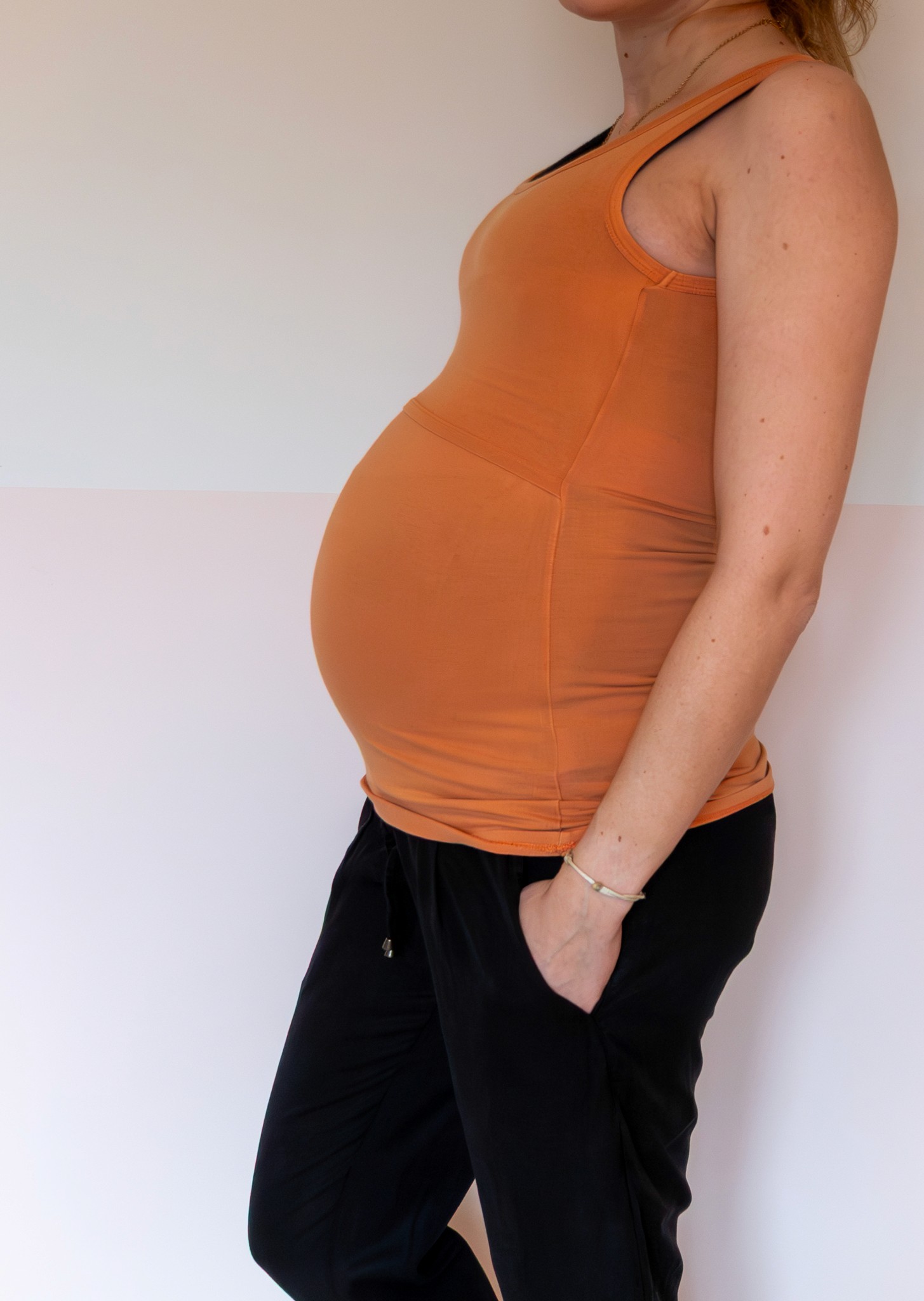 Borstvoedingstop, zijaanzicht, Oranje, maat S