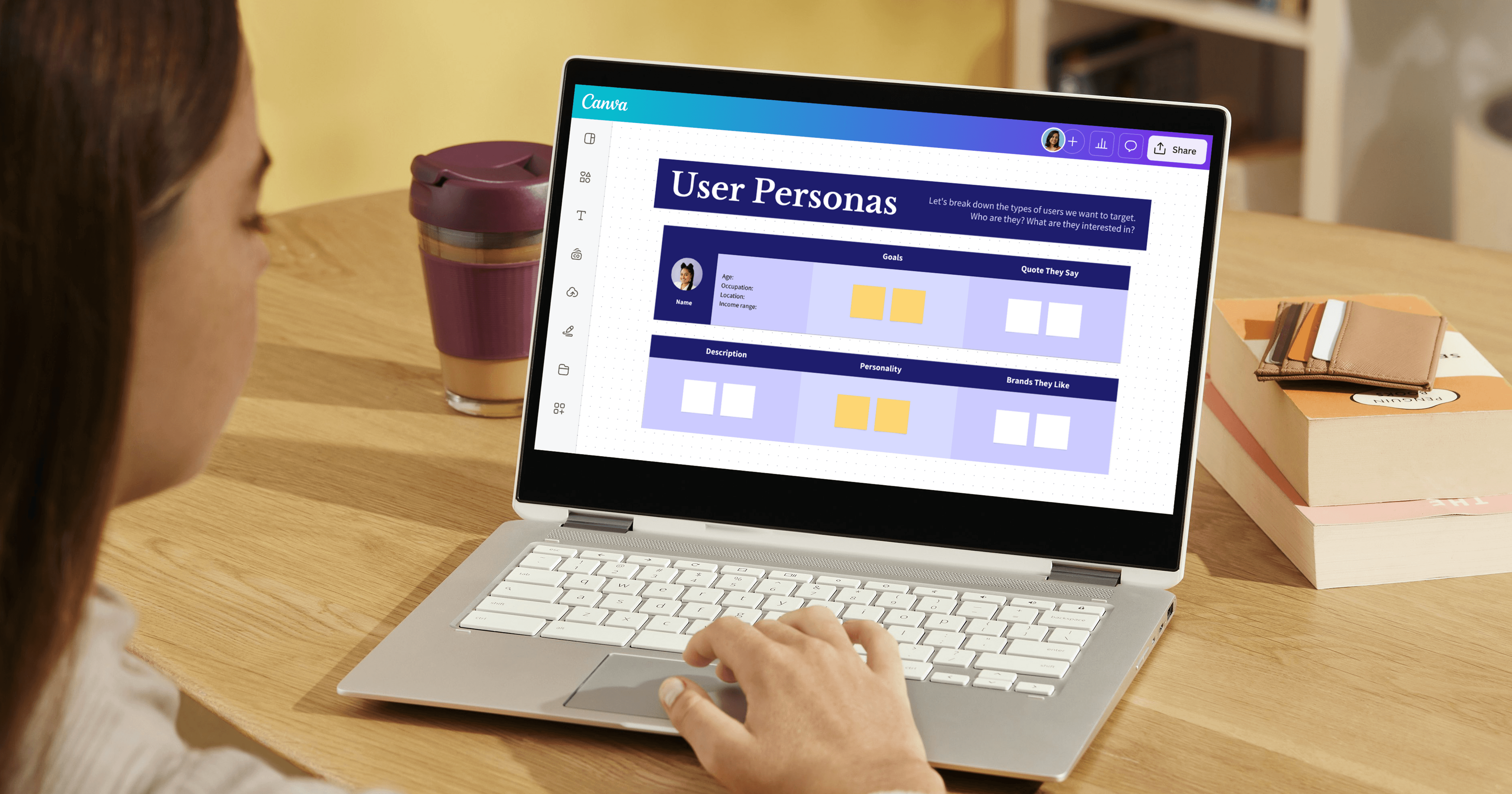 Woman using Canva app on laptop - How Long Does A Document Review Take