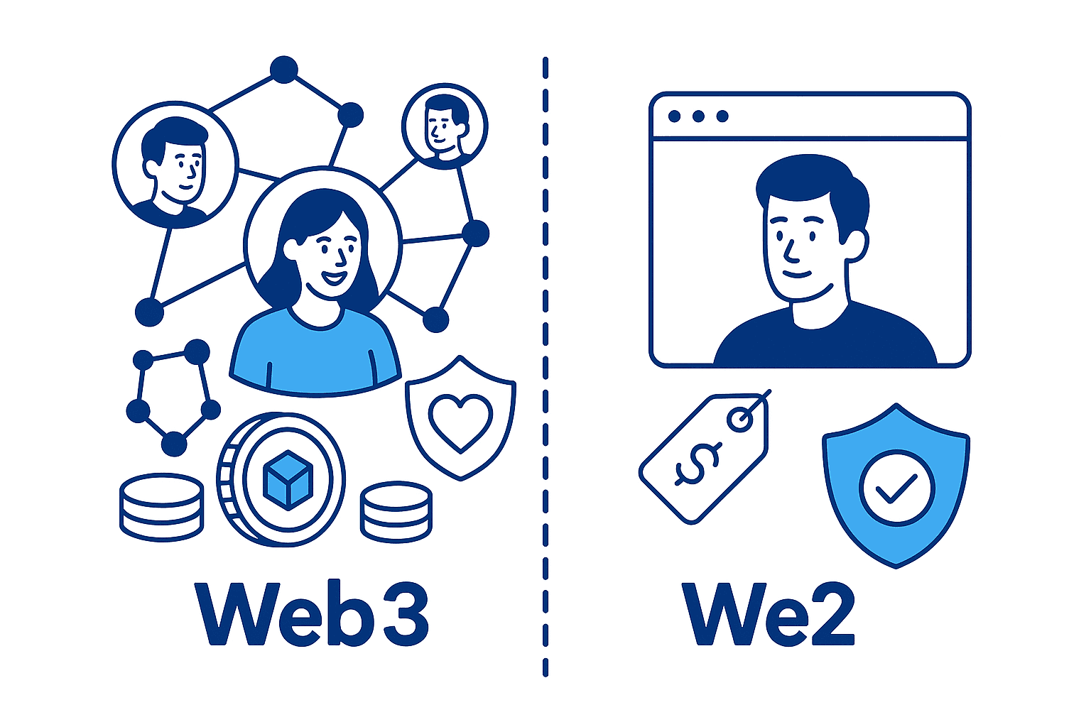 Illustration that compares Web2 and Web3 approach for crafting GTM strategy