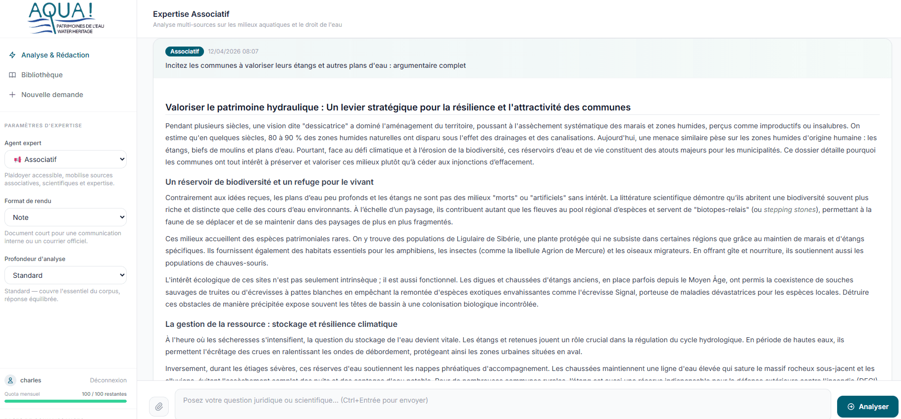 Vue de l'agent rédactionnel