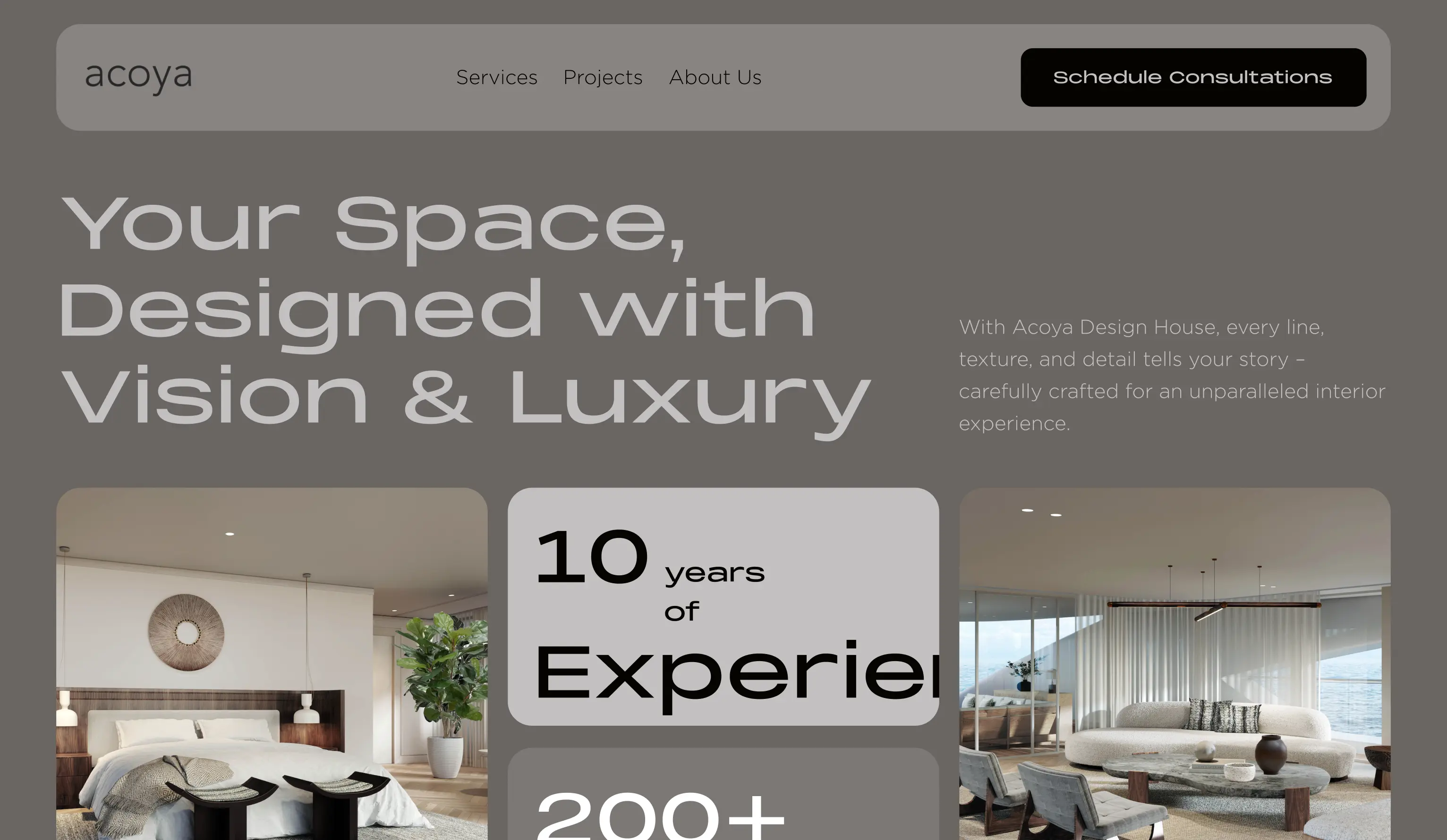 Landing page redesign for interior design studio