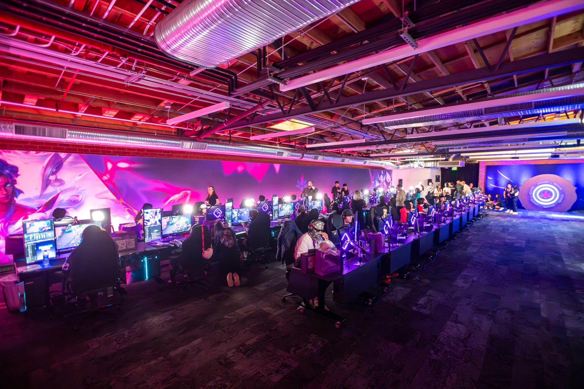 The main stage and branding for the League of Legends Influencer & Press Summit, produced by Tiffany Onyeyiriuche.