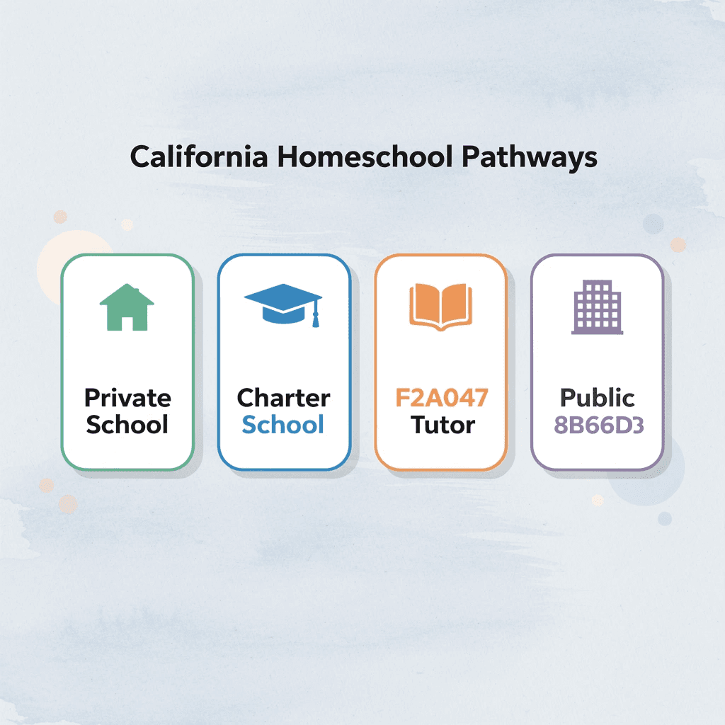 Infographic showing California homeschool pathway options