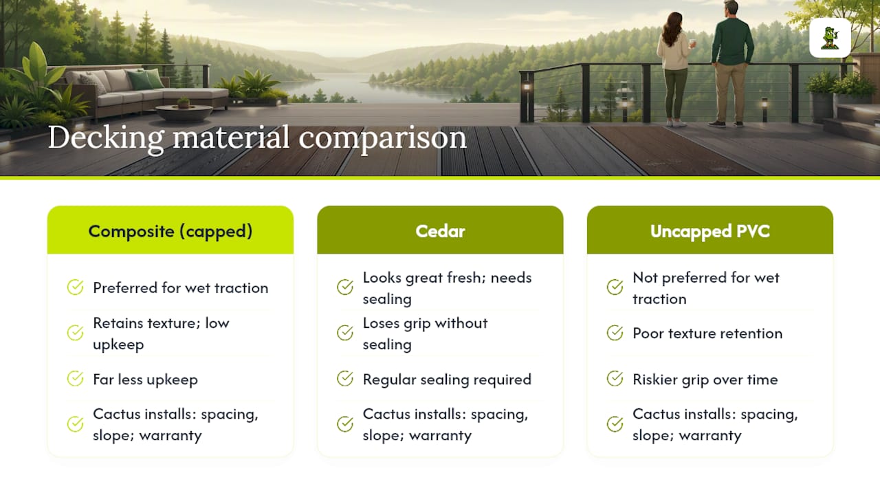 Cactus Decking's field practices and homeowner resources — overview diagram