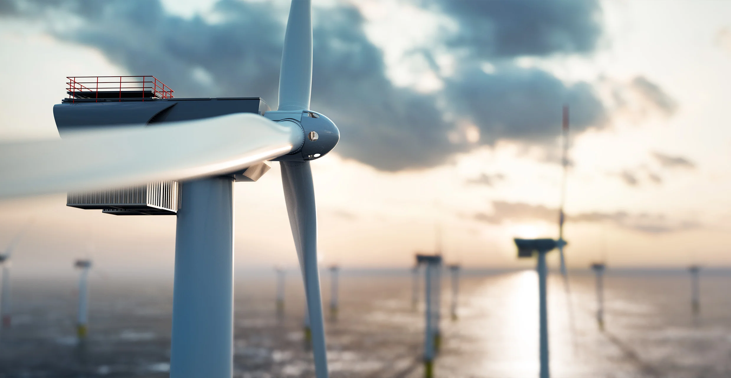 Ein Windpark im Meer
