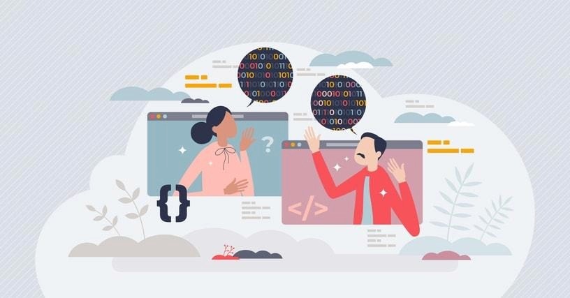 A debate illustration on HTML's classification as a programming language or markup language.