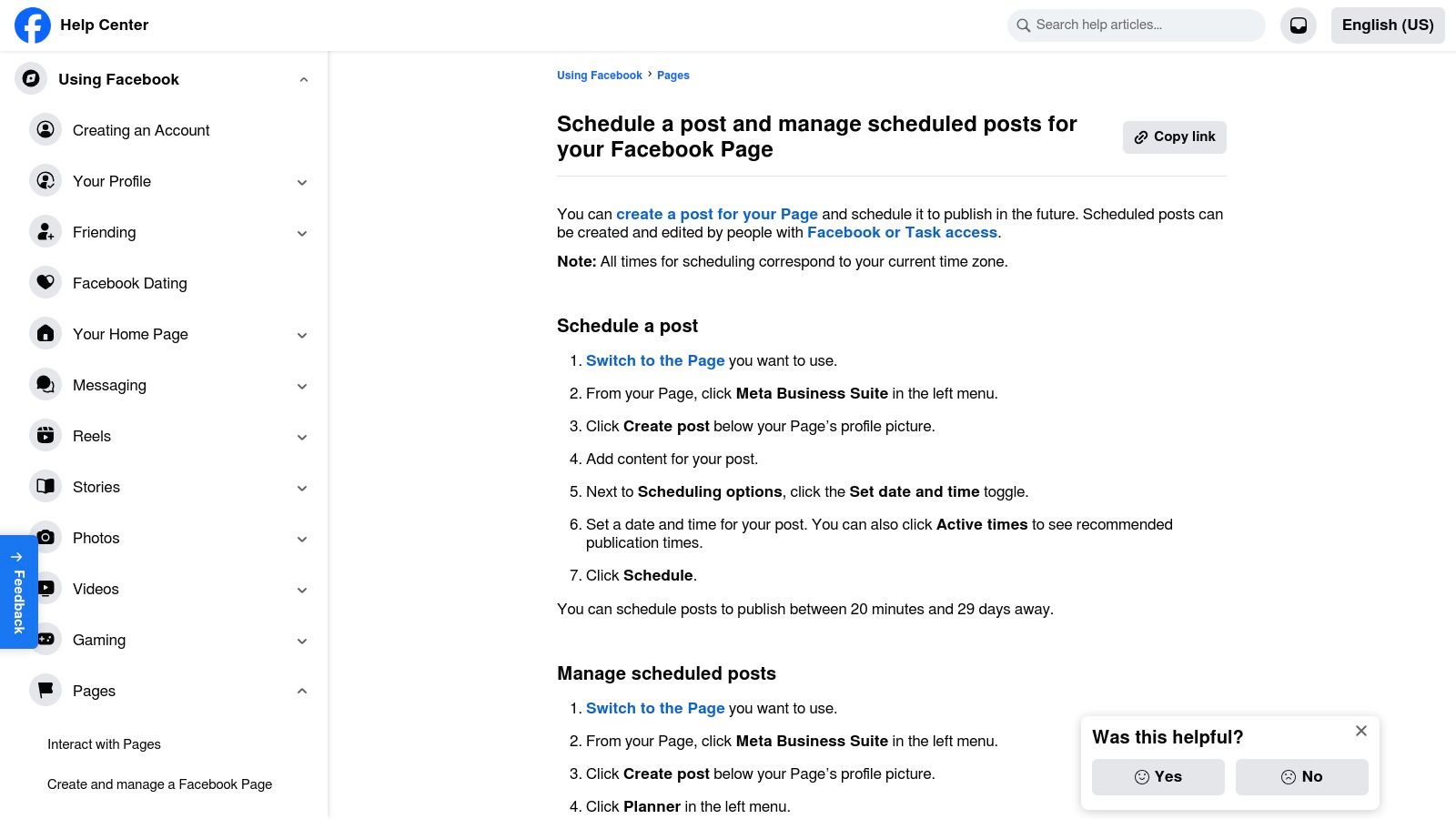 Meta Business Suite's post scheduling interface for Facebook and Instagram