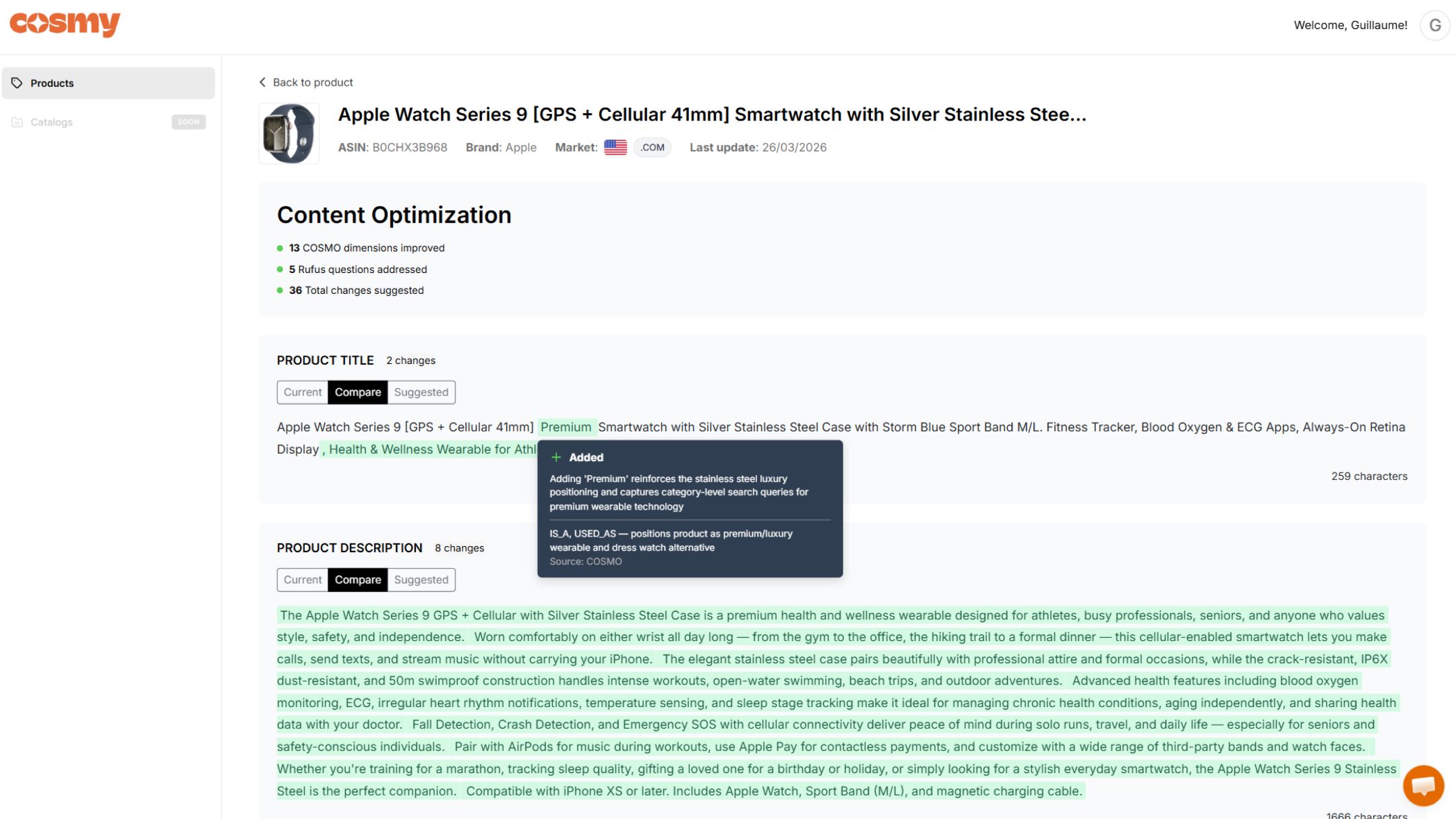 Step 4 on of Cosmy App