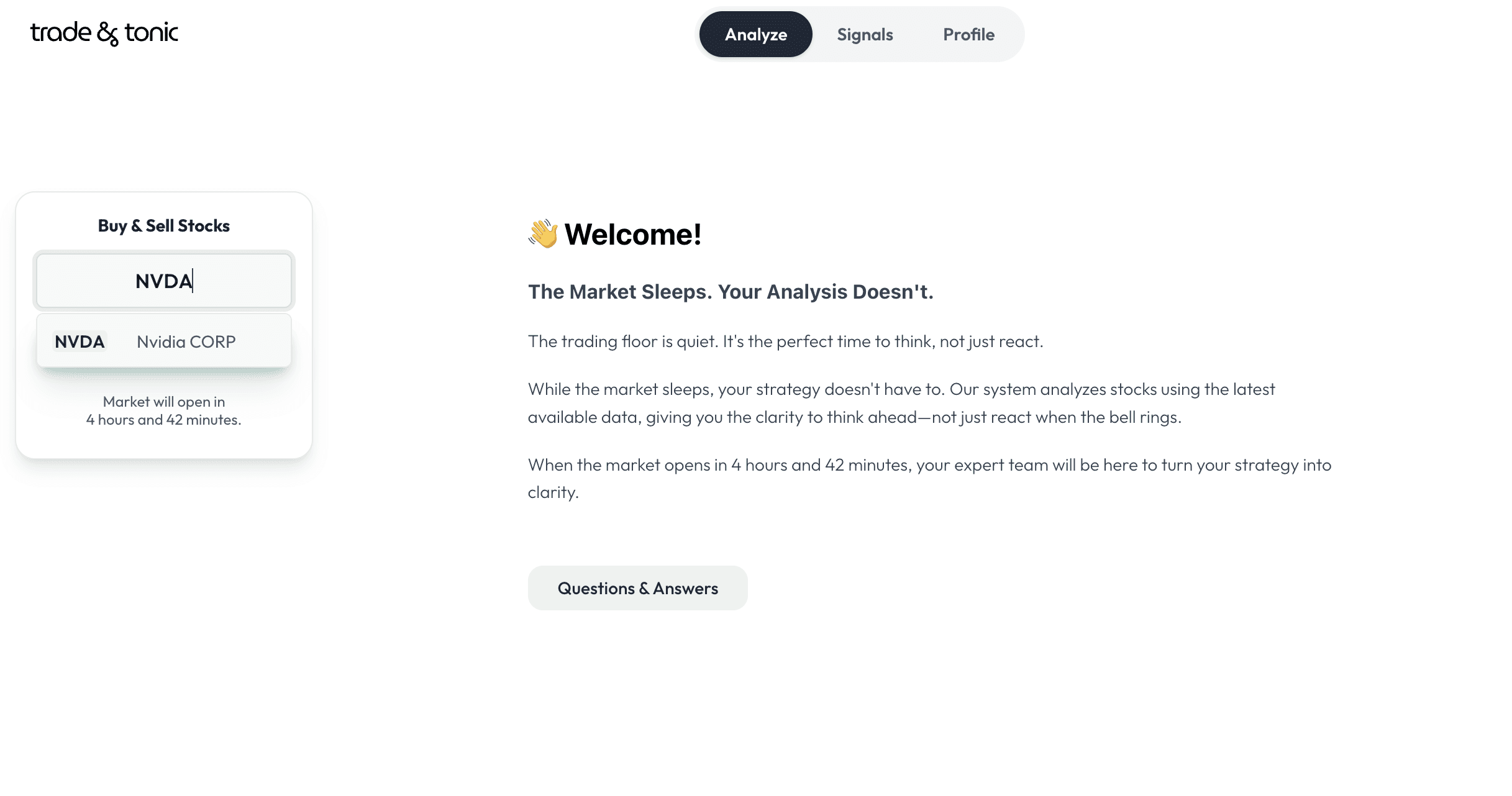 trade & tonic stock analysis