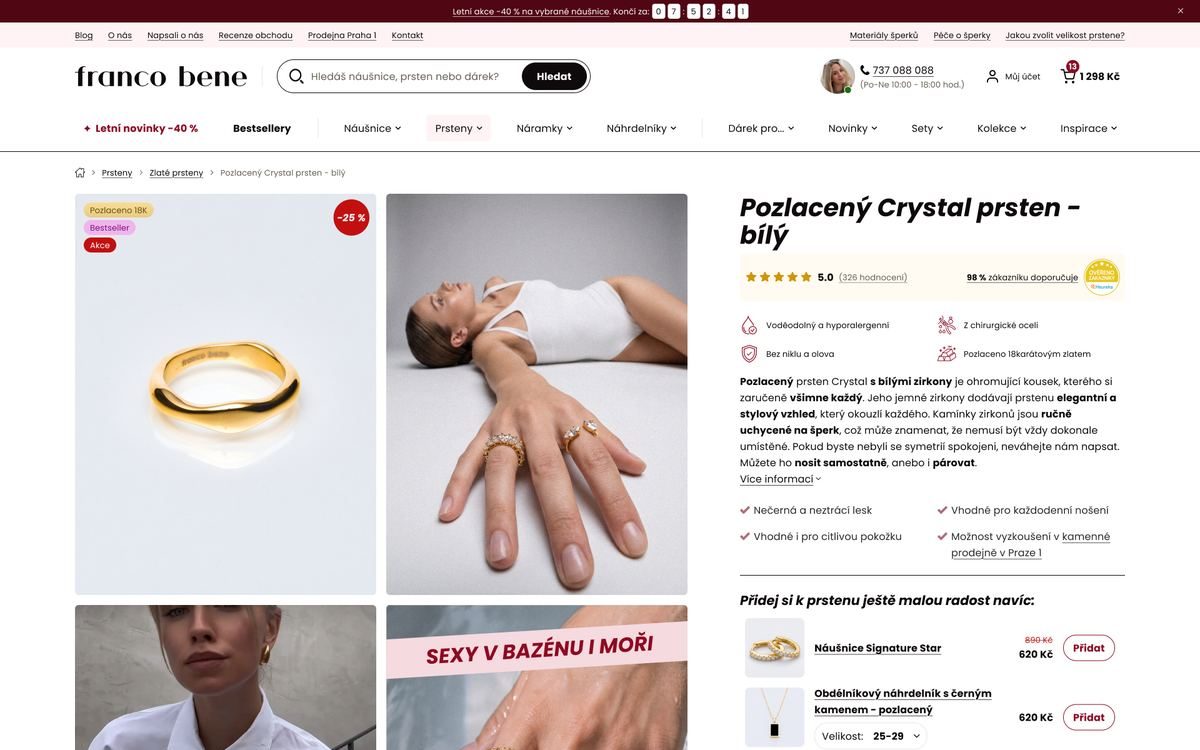 Detail produktu: návrh obrazovky e-shopu