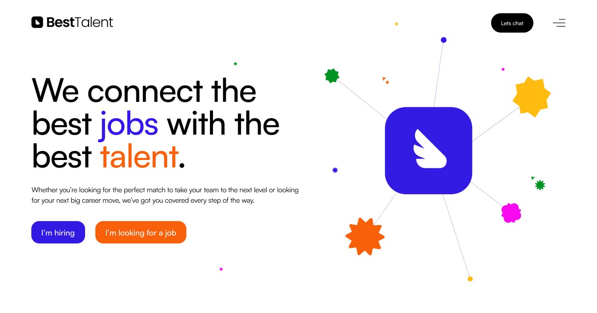 besttalent website homepage built with Framer