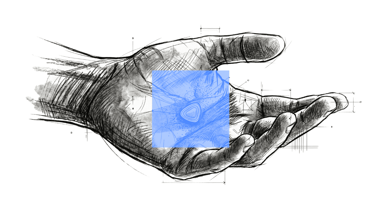 Person holding a Model Medicines pill representing MDL-4102 oral therapeutic development