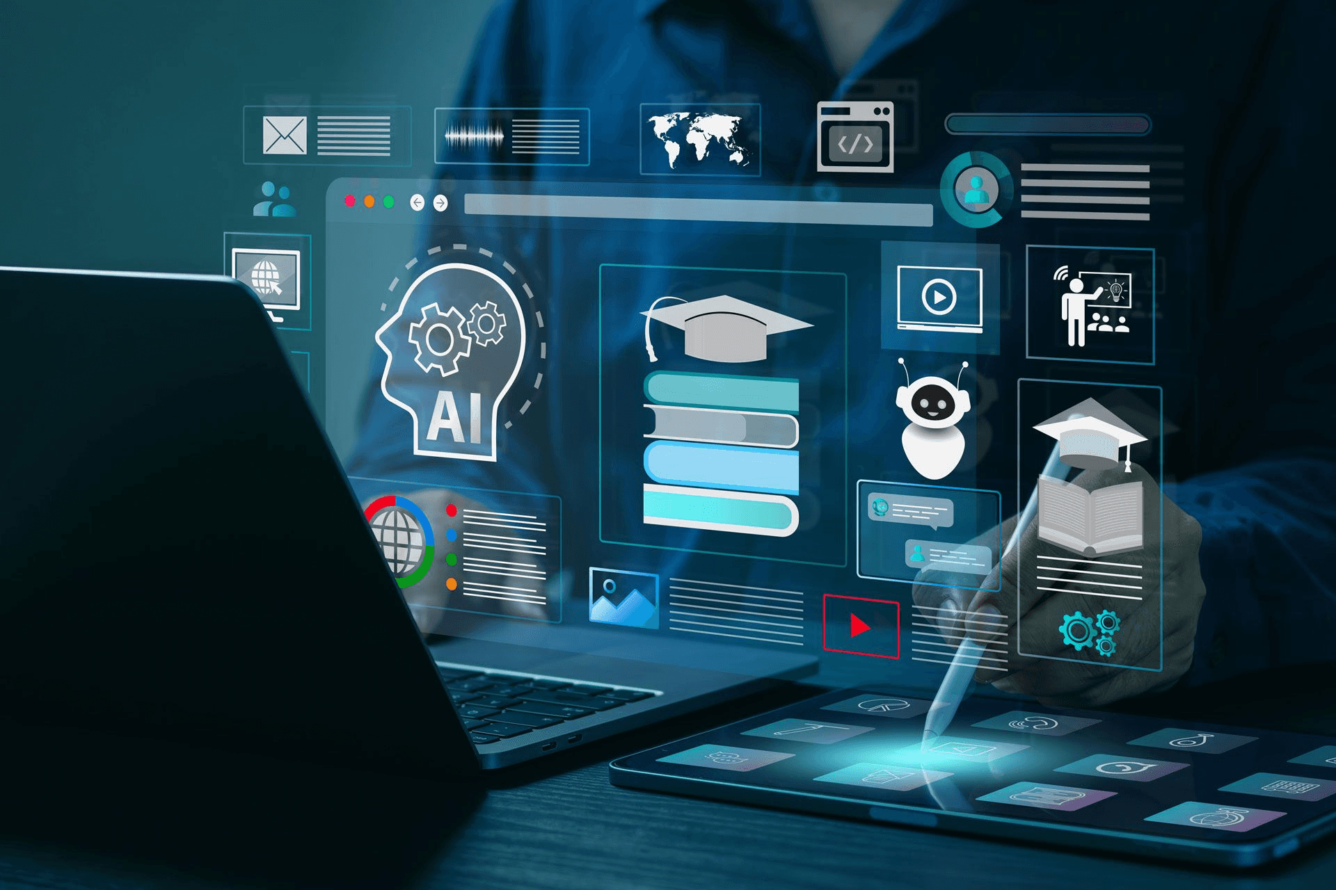 Person using AI tools for education - ai college application review