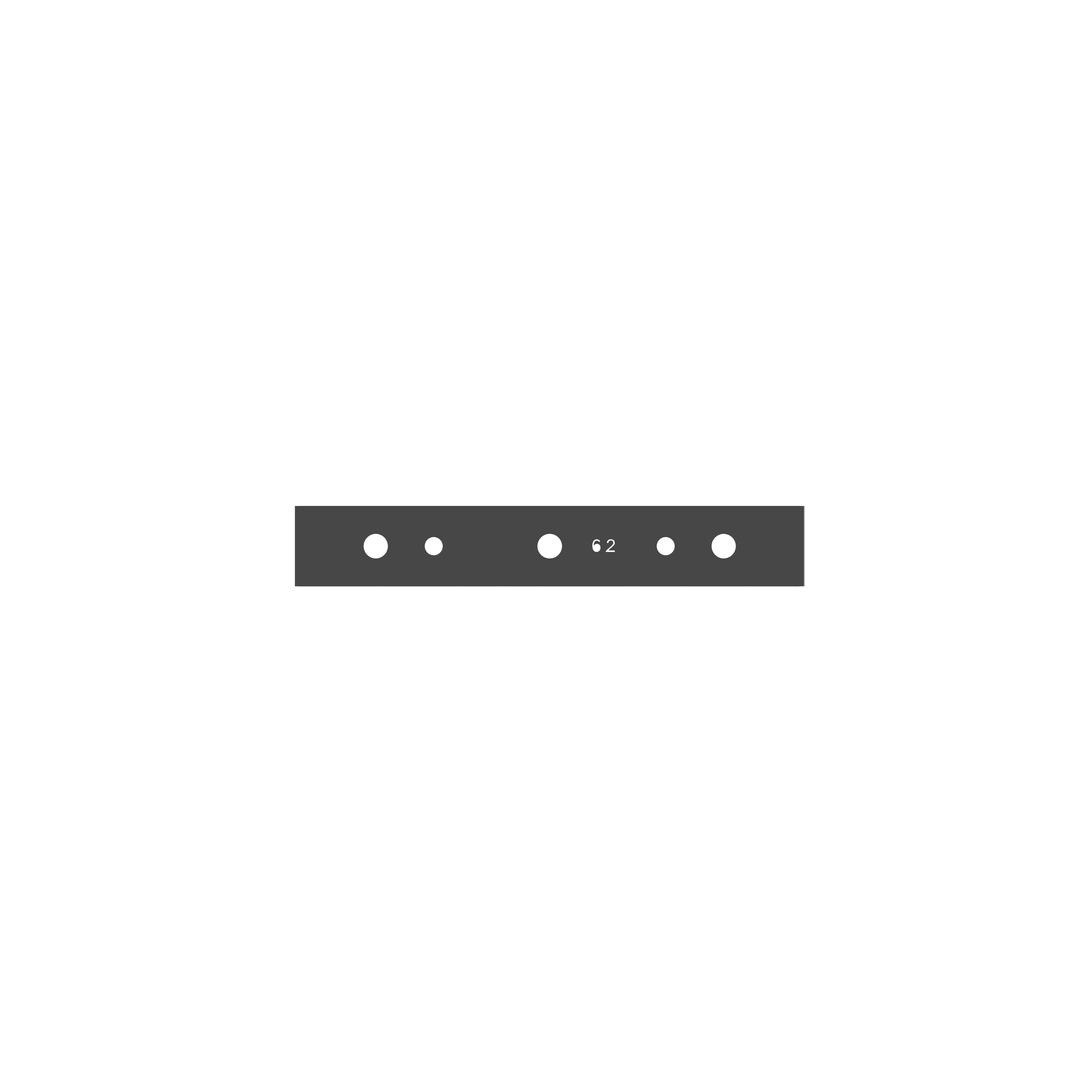 Dark bar with five holes and "62" text