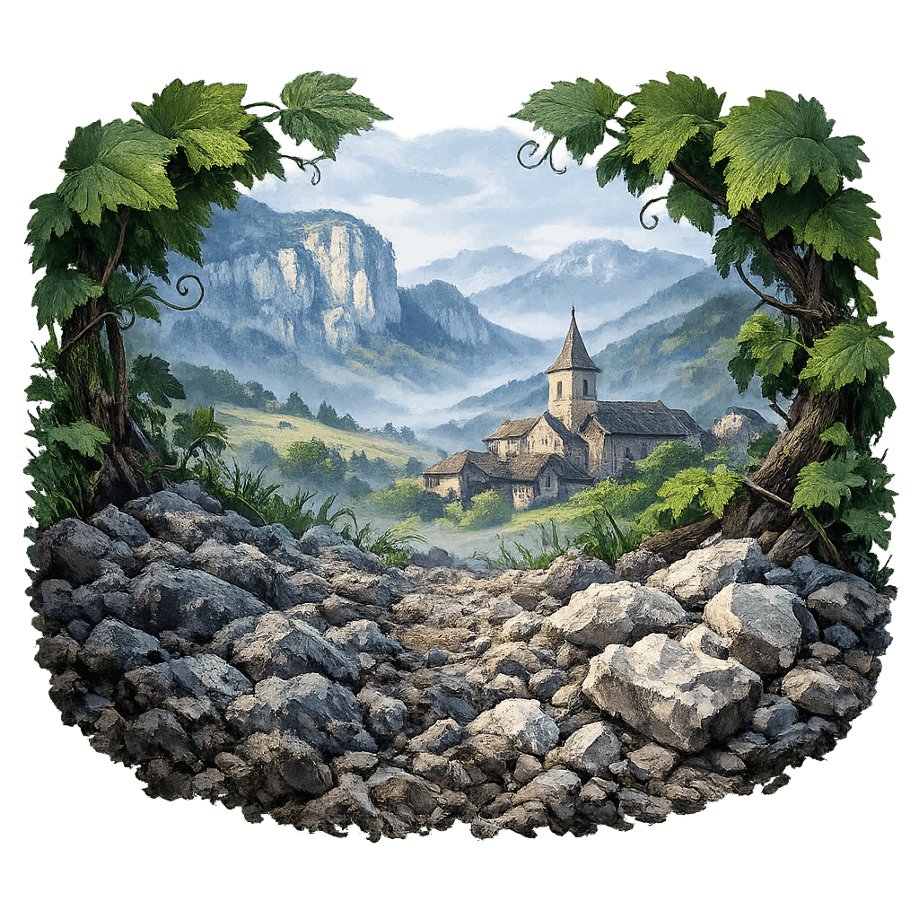 Detailed graphic of the Côtes du Jura wine region.