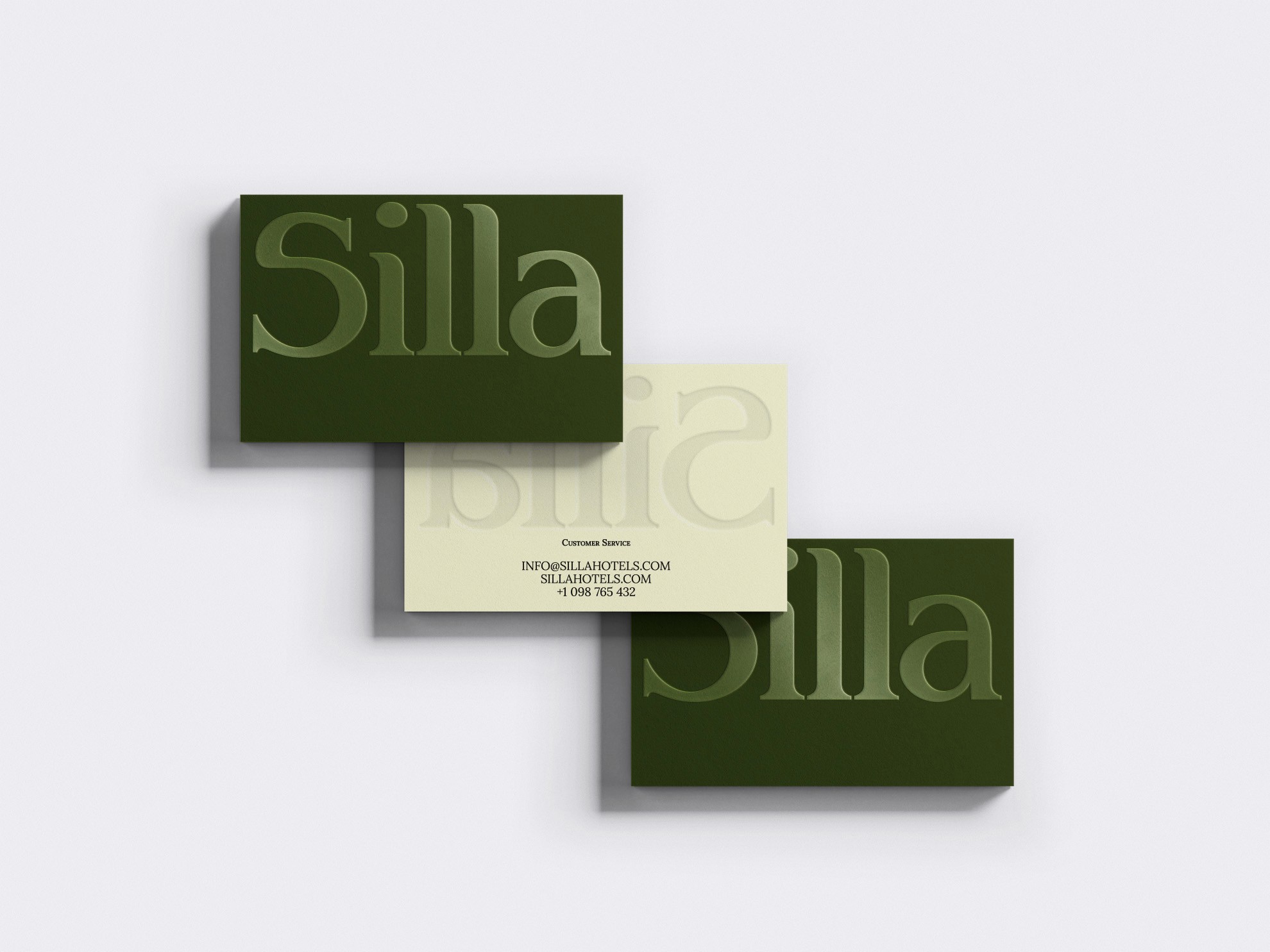 Silla Hotels And Restaurants Business Cards In Use, Business Cards Floating