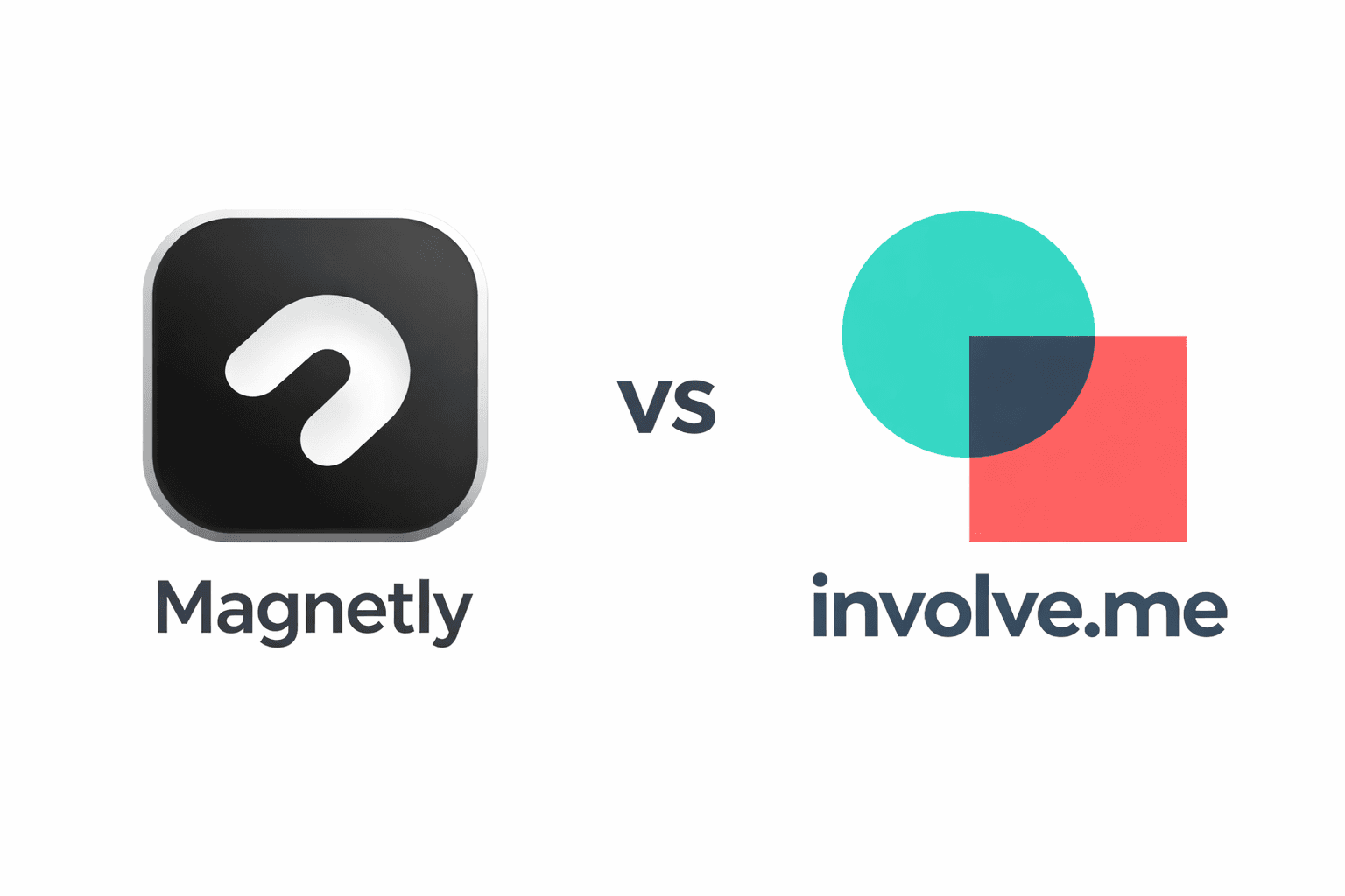 Visual comparison between Magnetly and involve.me on a white background, with their logos side by side and “vs” in the center.