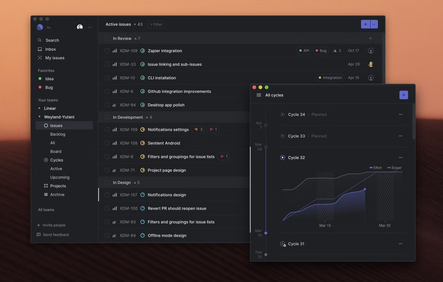 linear app screenshot