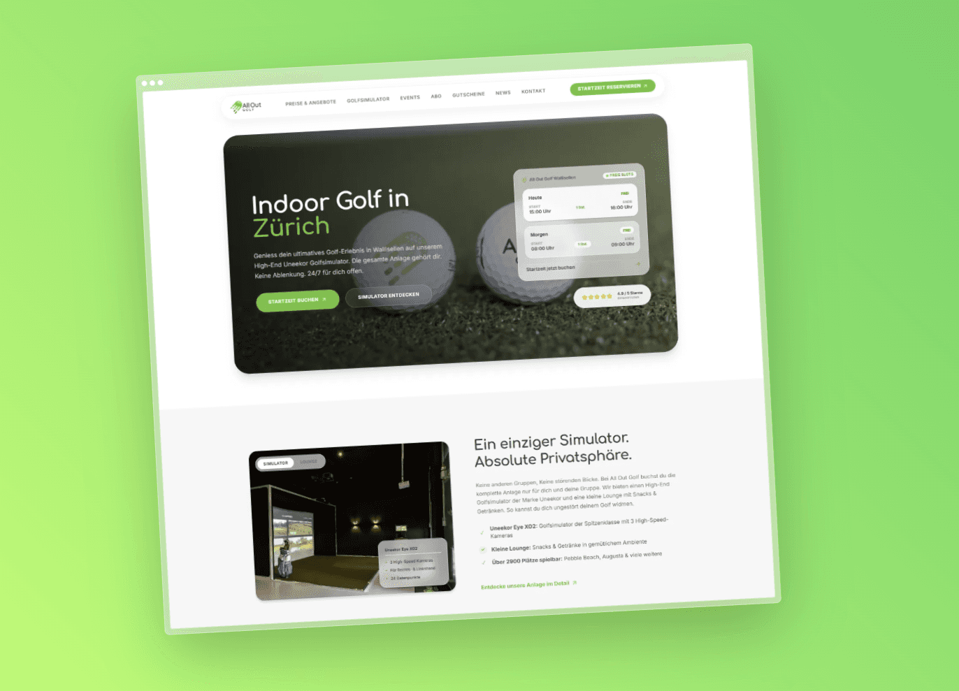 Referenz - Webseite All Out Golf