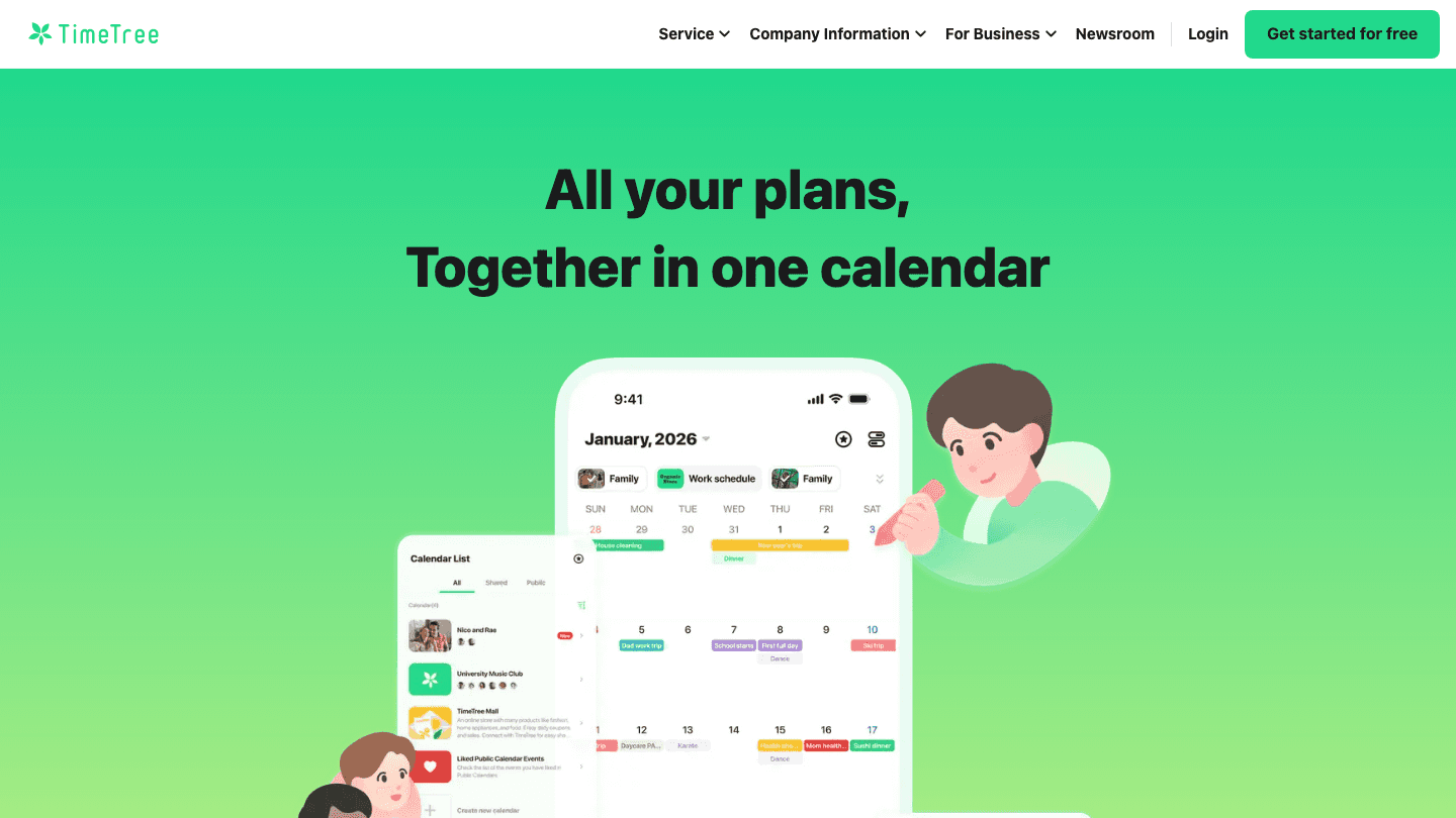 TimeTree website screenshot