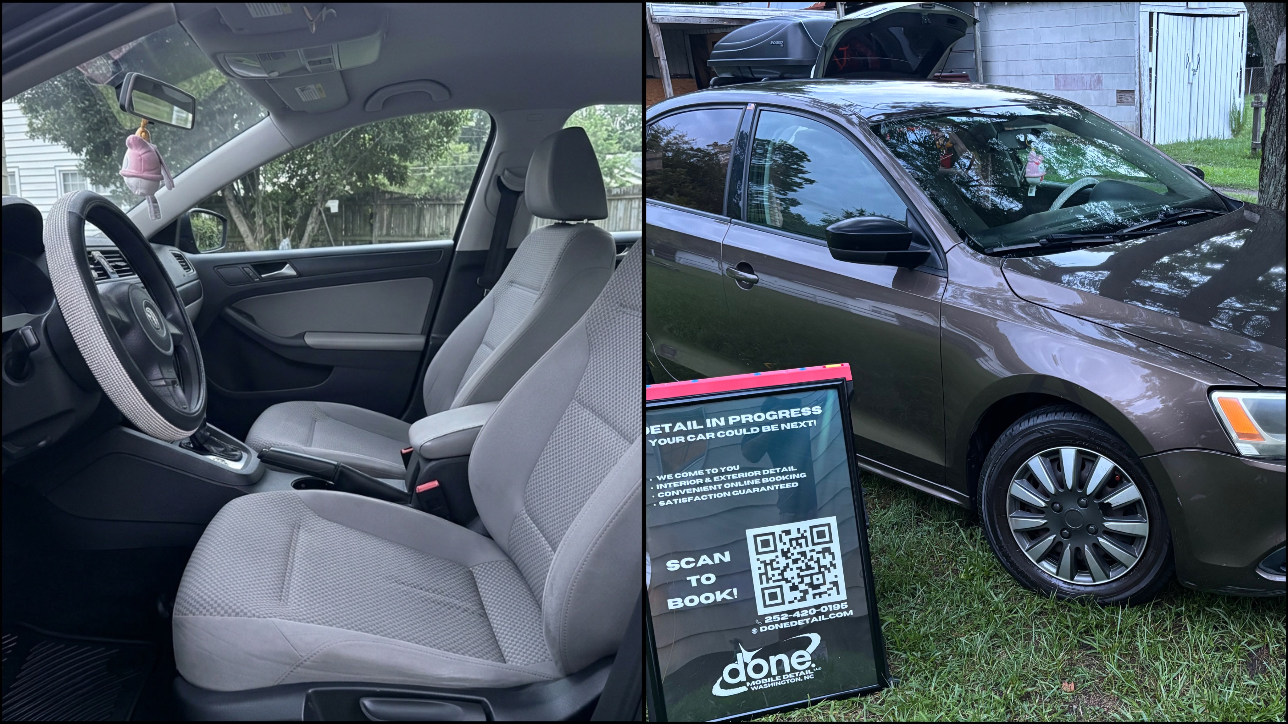Vehicle interior before a complete detailing reset