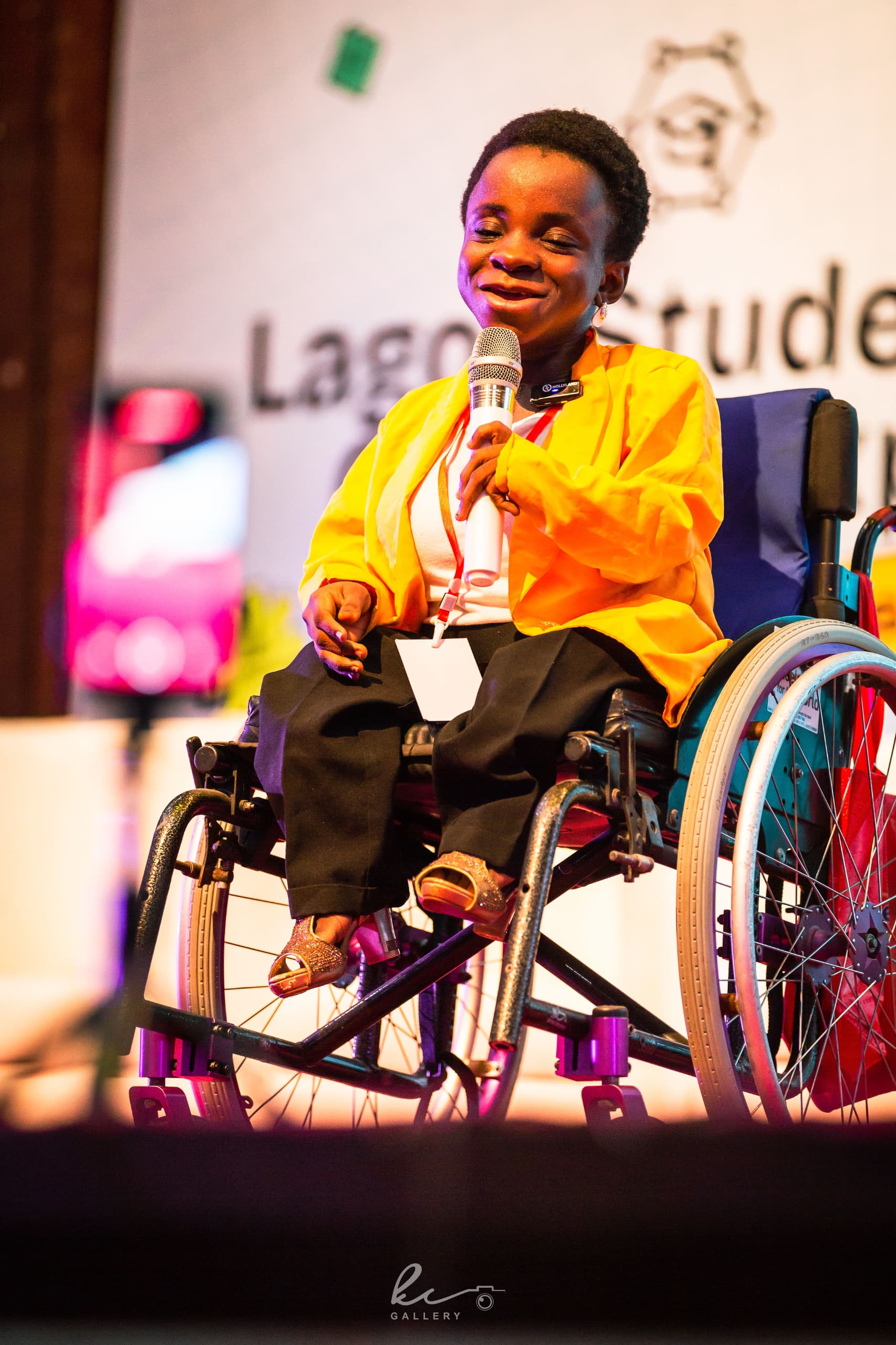 Stephanie Egharevba speaking at lagos student career expo