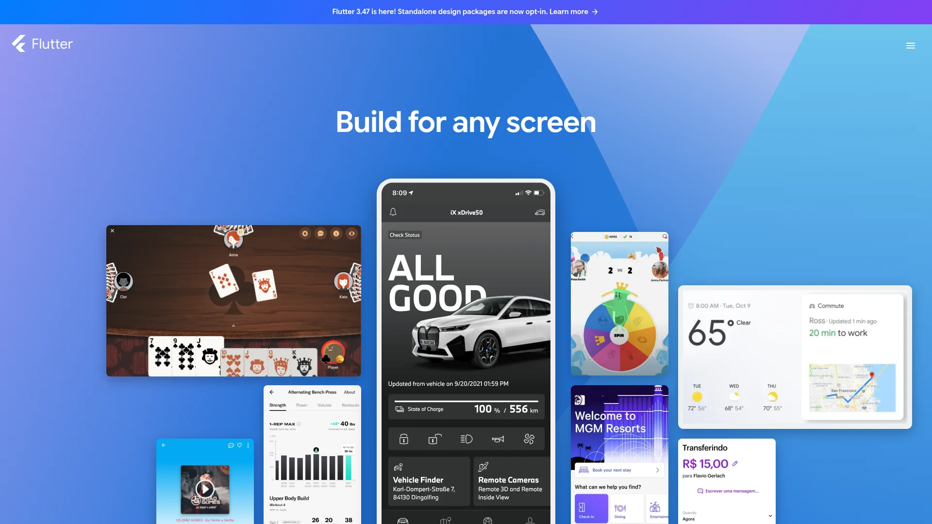 Flutter cross-platform framework homepage by Google
