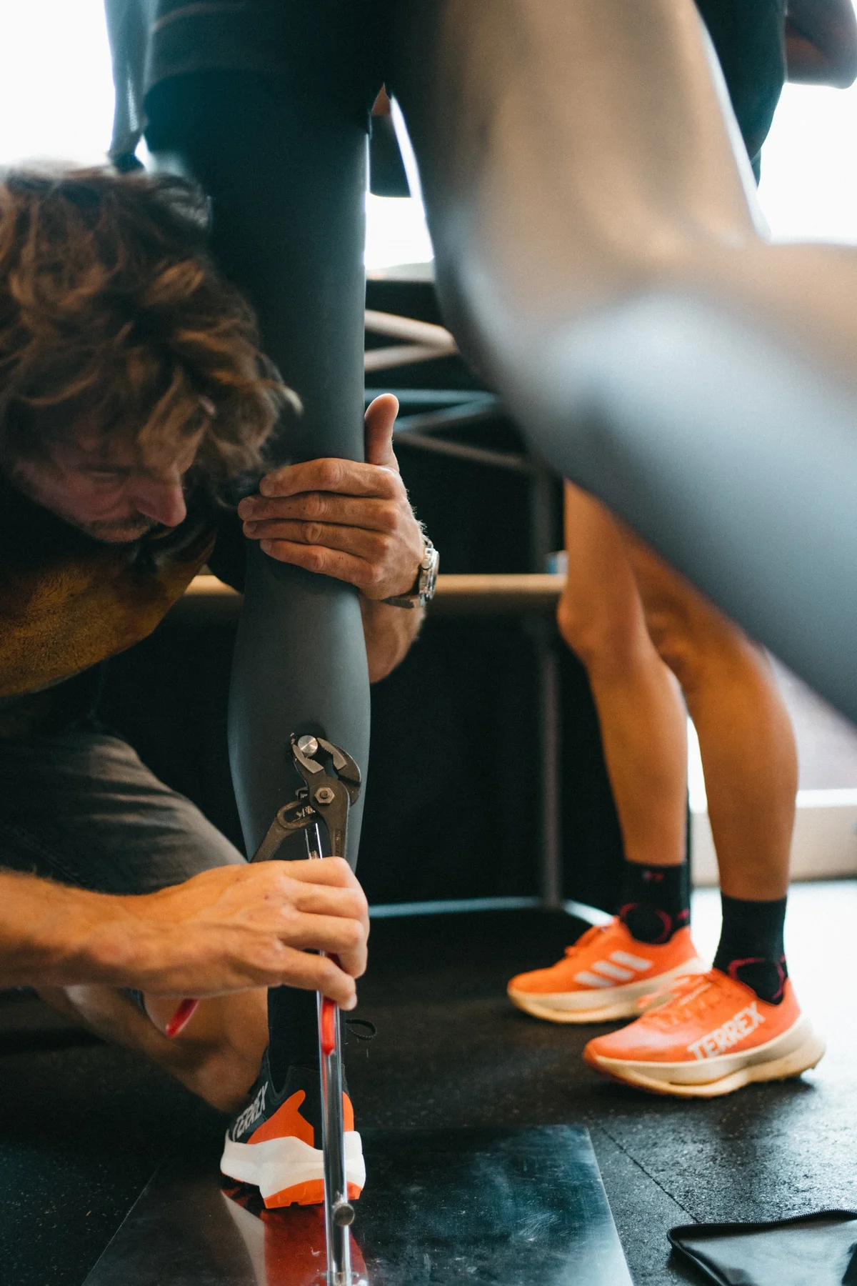 Close-up of a mannequin displaying Adidas Terrex shoes