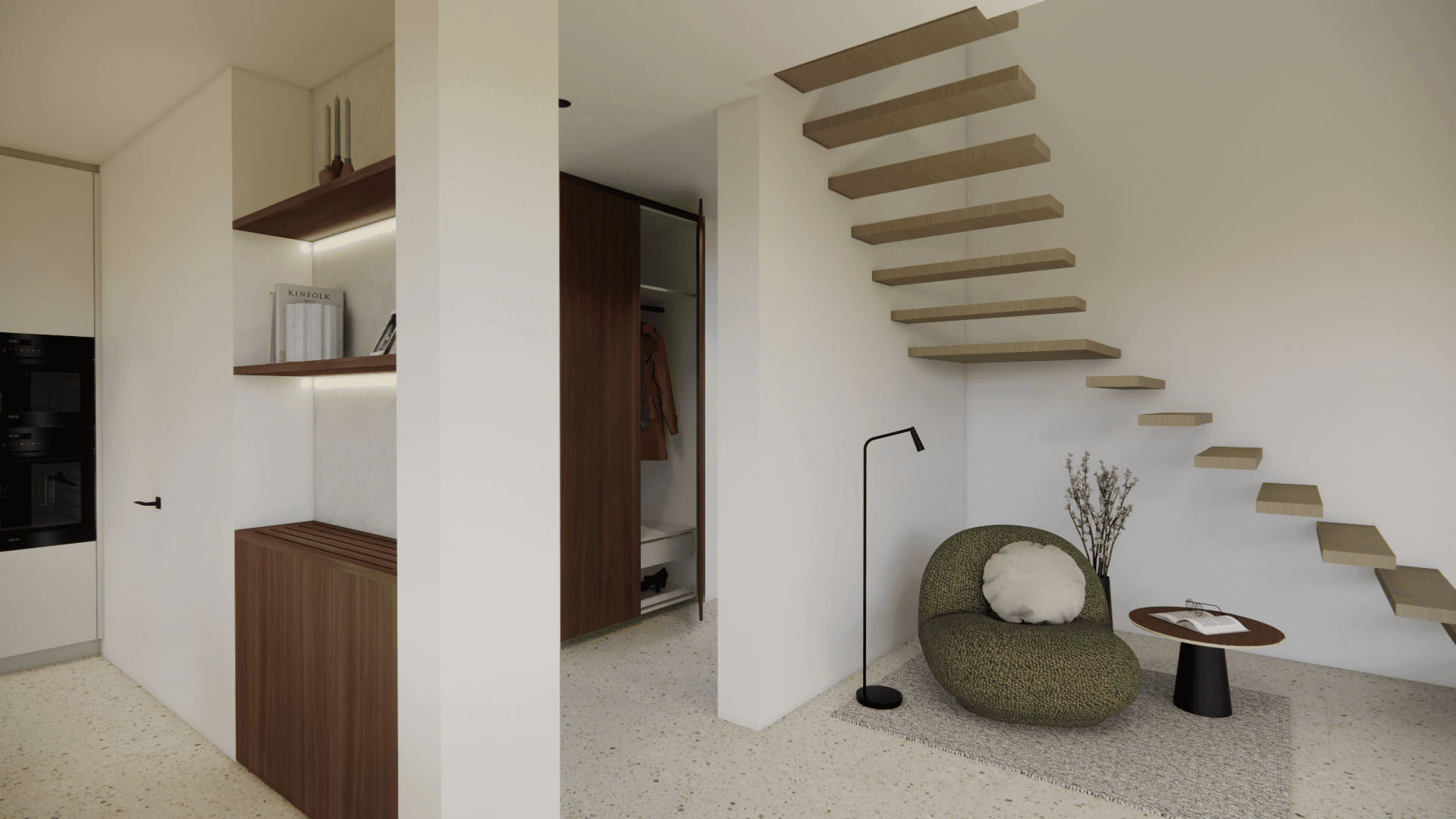 render leefruimte modualire woning hubley