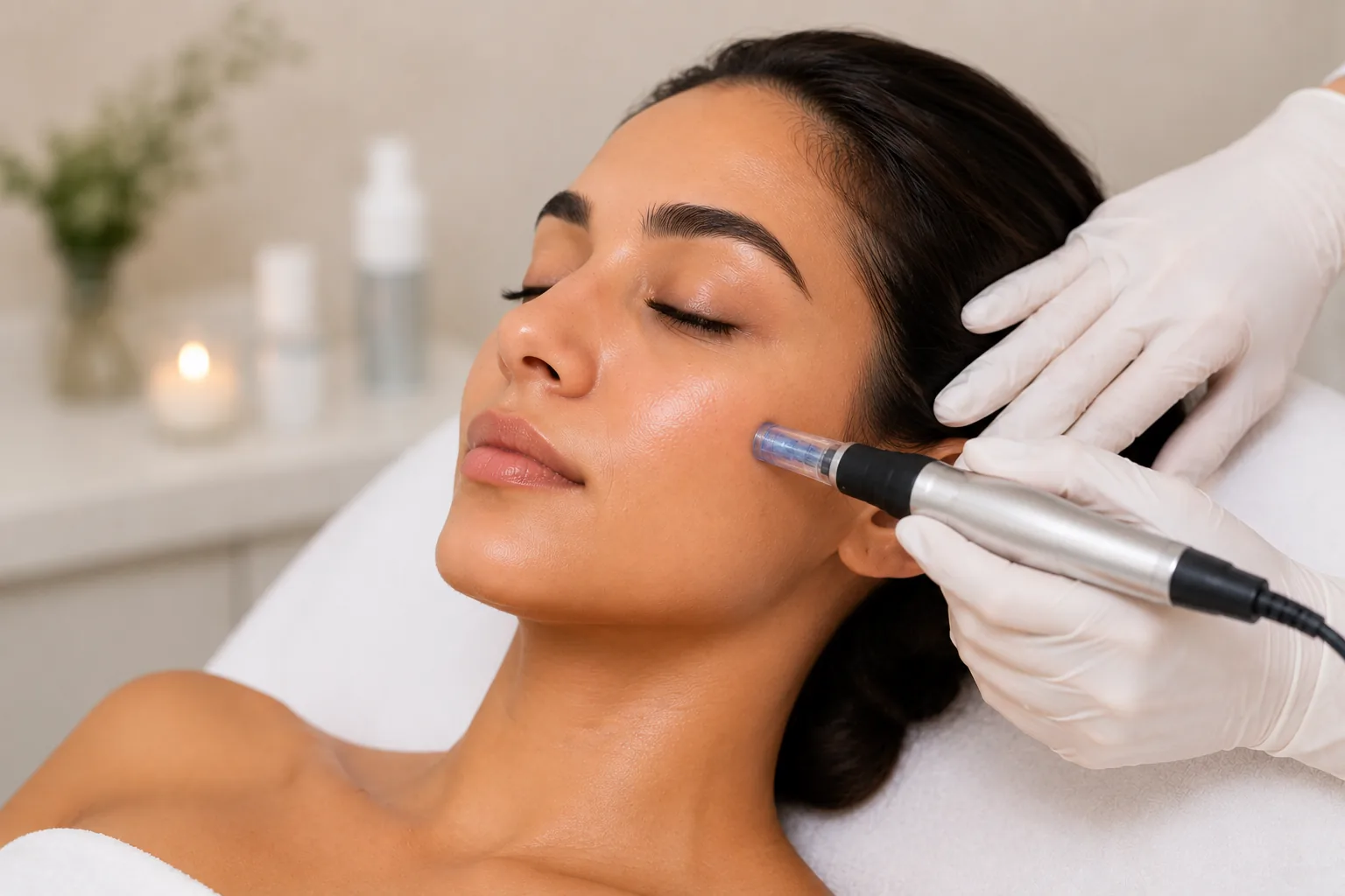 Microneedling Treatment Being Performed
