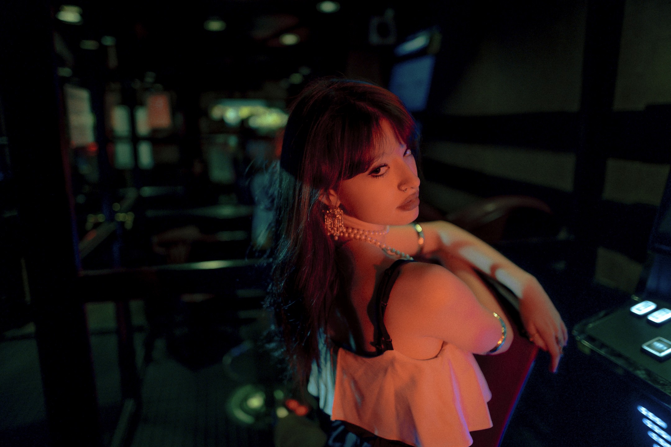 a woman looking back