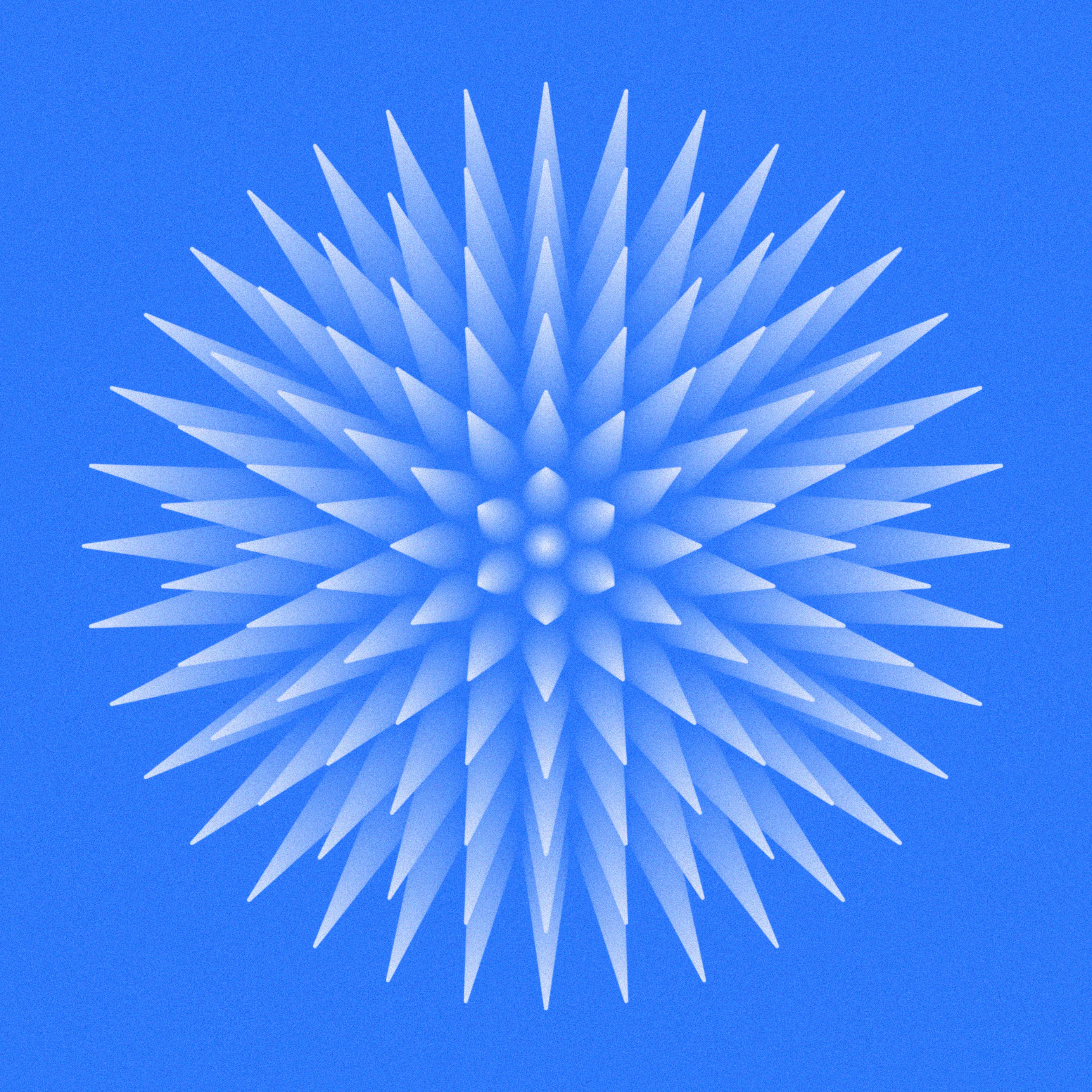 Close-up of a blue microscopic structure resembling a virus with detailed surface textures.