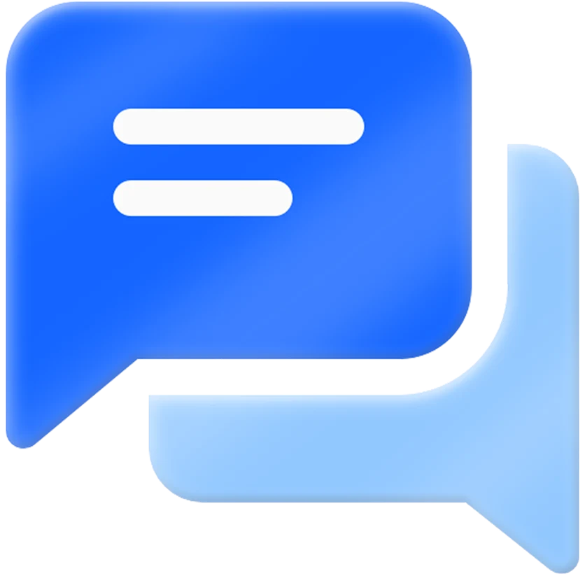 Blue chat bubble icon representing digital communication and messaging design — created by RJP.design, a leading web design agency in NYC specializing in website design and digital marketing.