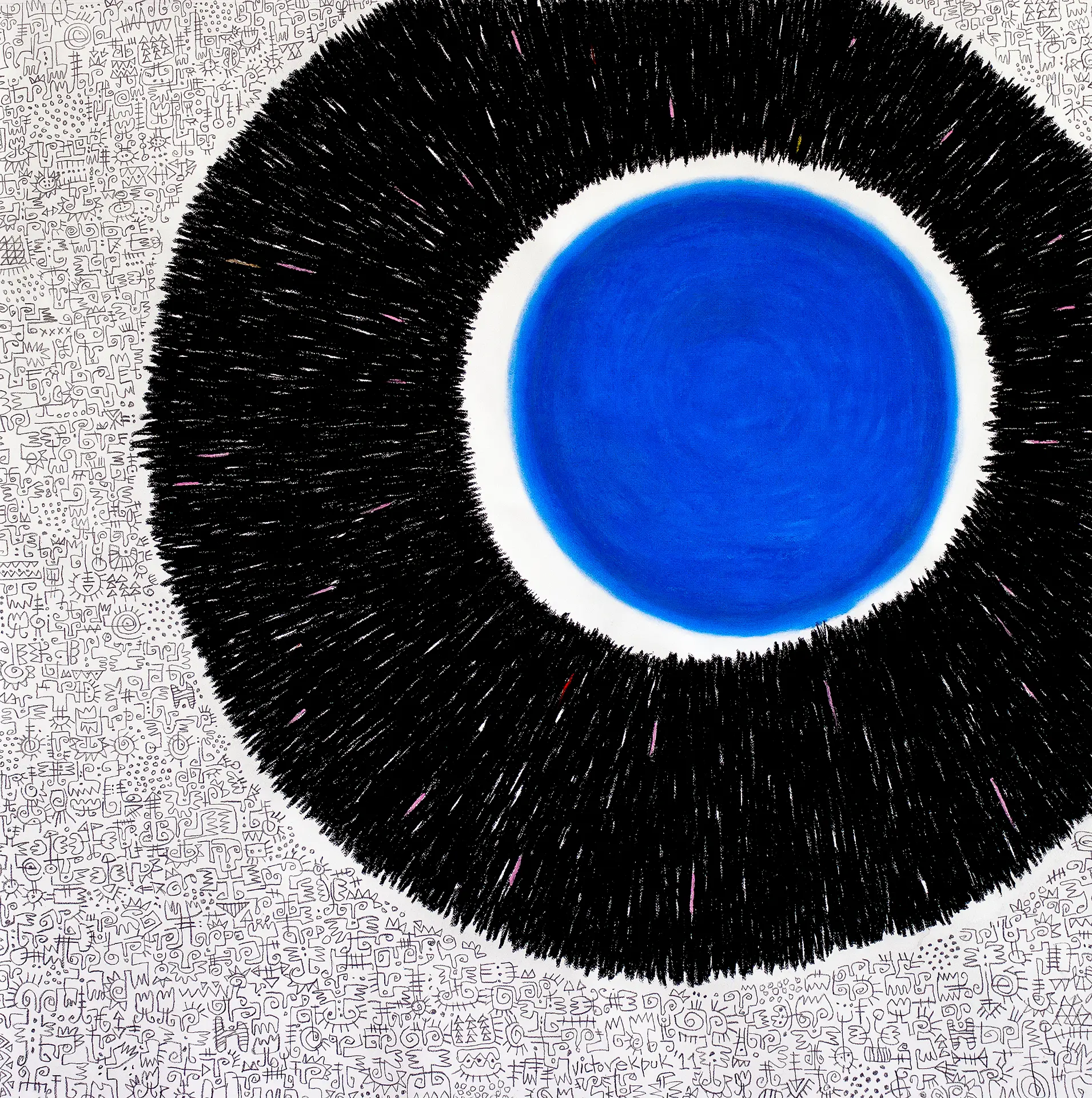 Composition No. 11
(2011). Graphite and pastel
on paper. 50 in. × 50 in.