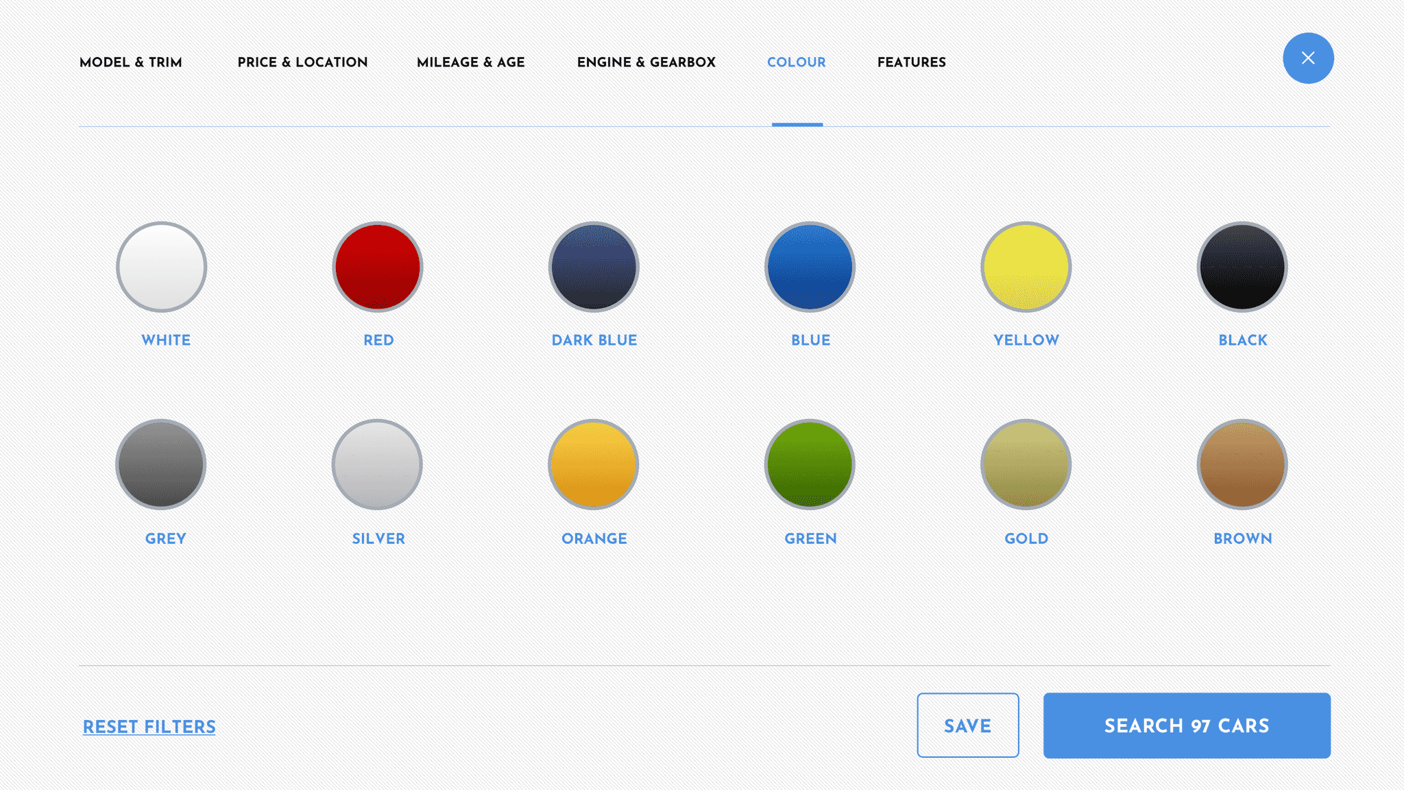 Filter design for choosing colour