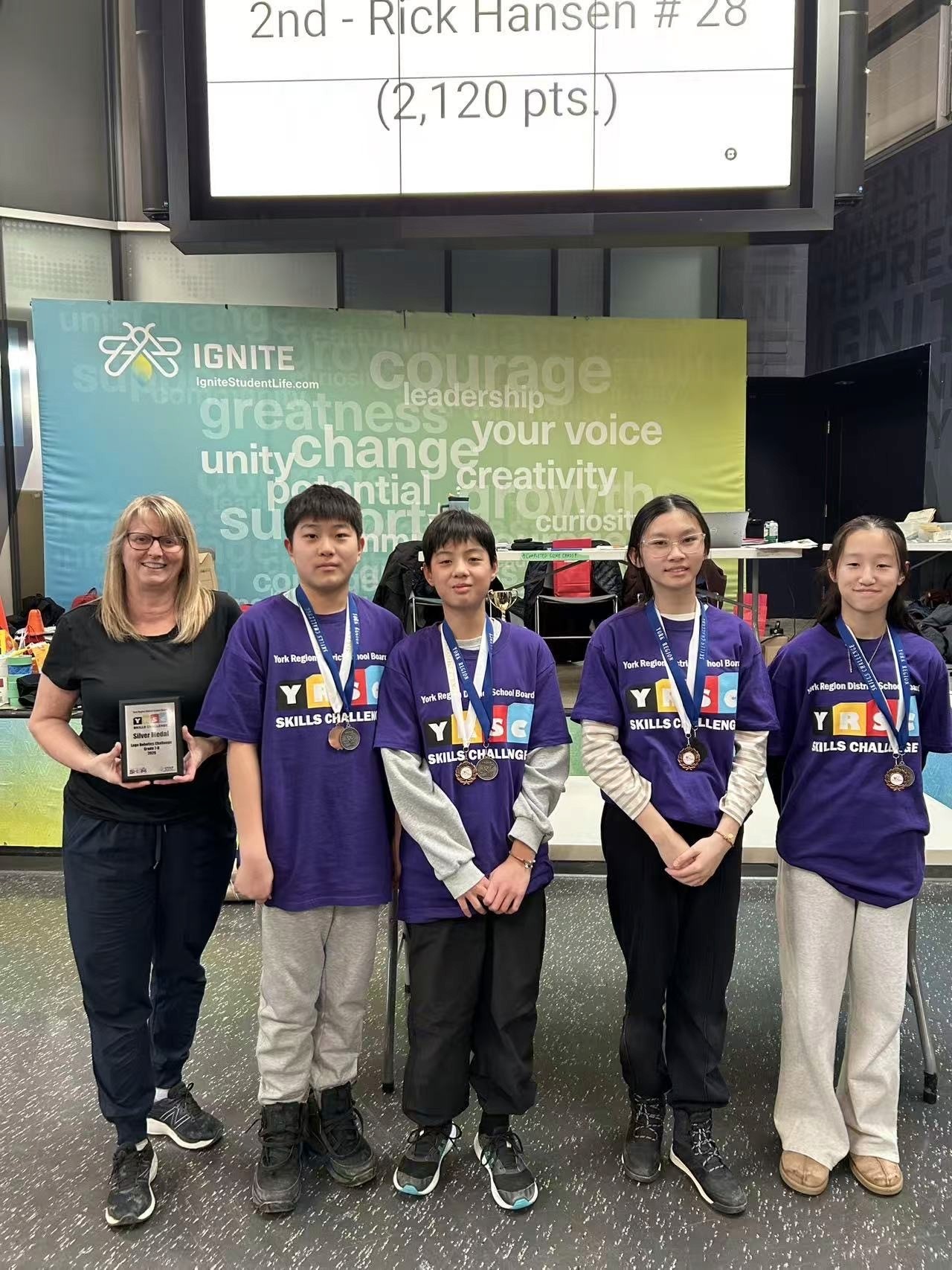 Led by Renee Zhang and Samuel Pan, Rick Hansen PS senior robotics team wins Silver Medal at Lego Robotics Challenge of York Region Skills Challenge